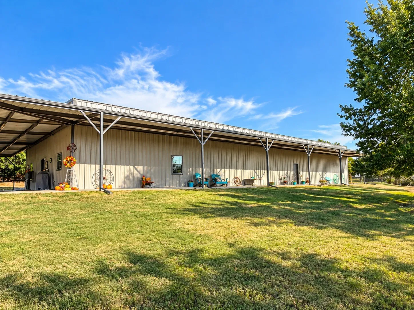 Covered patio surrounds the home