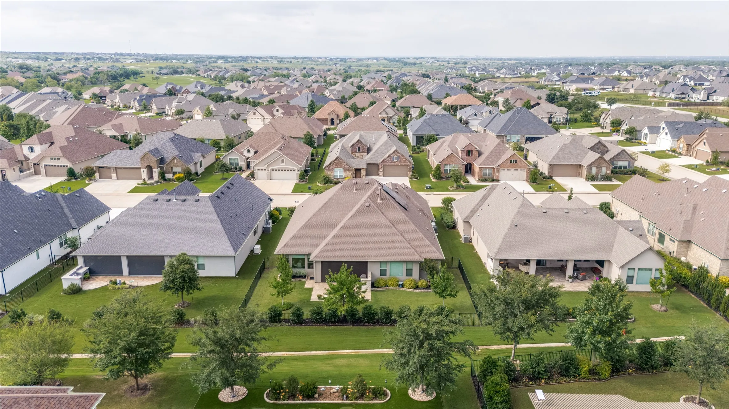 HOA maintained space between houses.