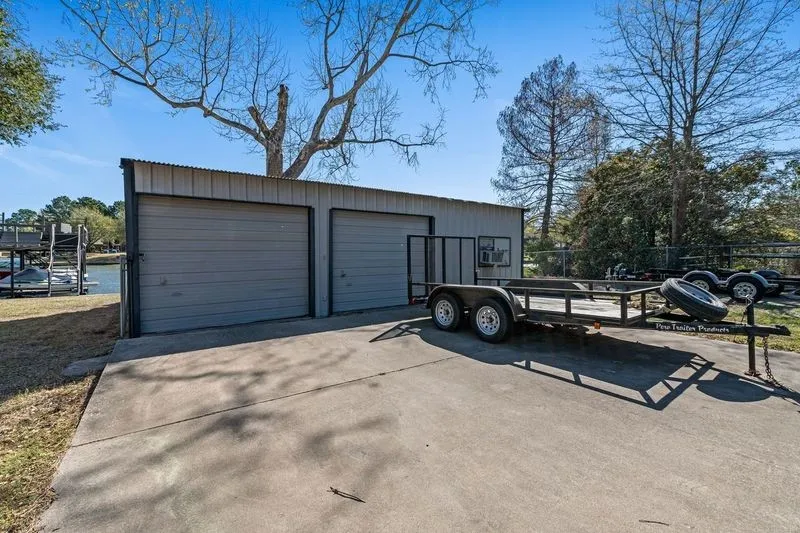 View of detached garage