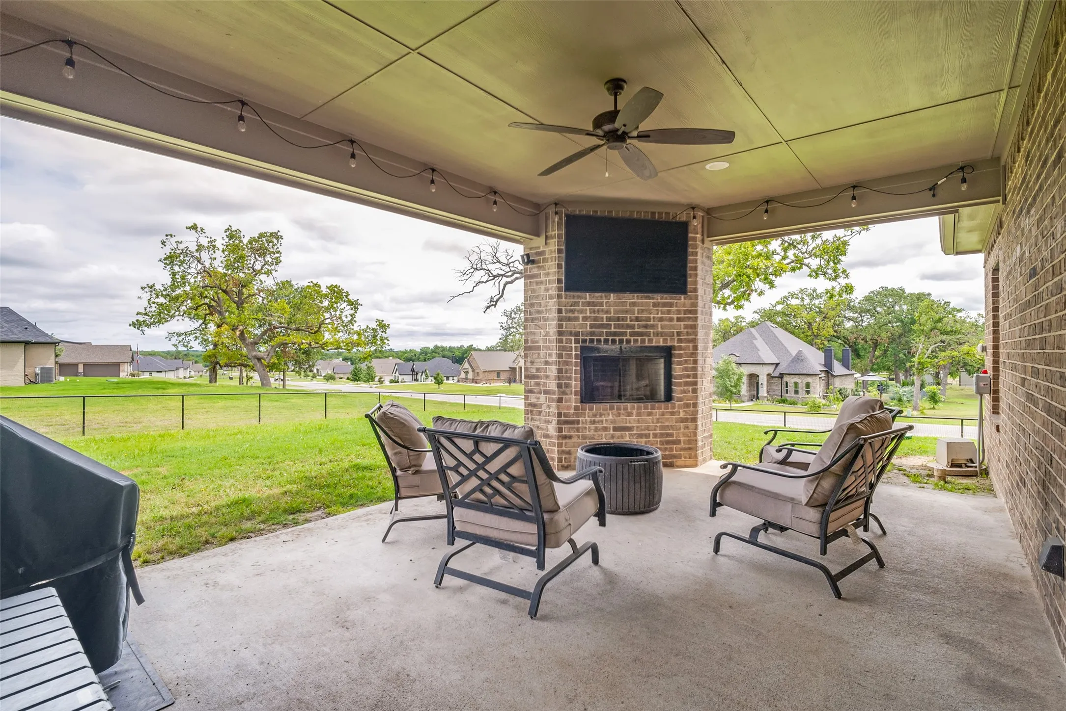Outdoor living enjoyment with firplace