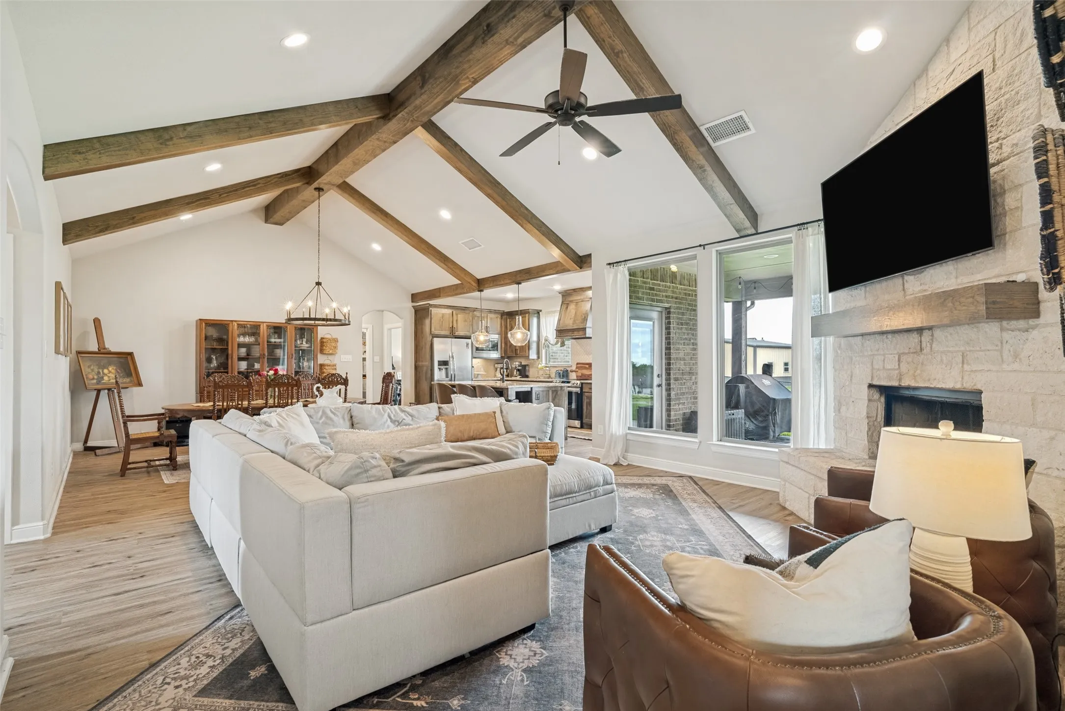 Living area looking toward dining and kitchen