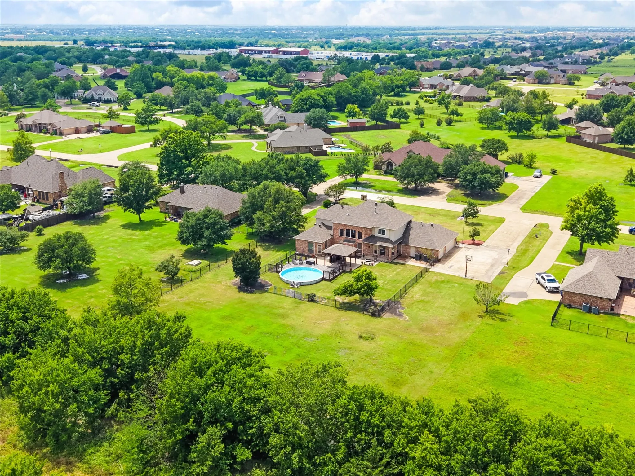 Expansive residential neighborhood with mature trees