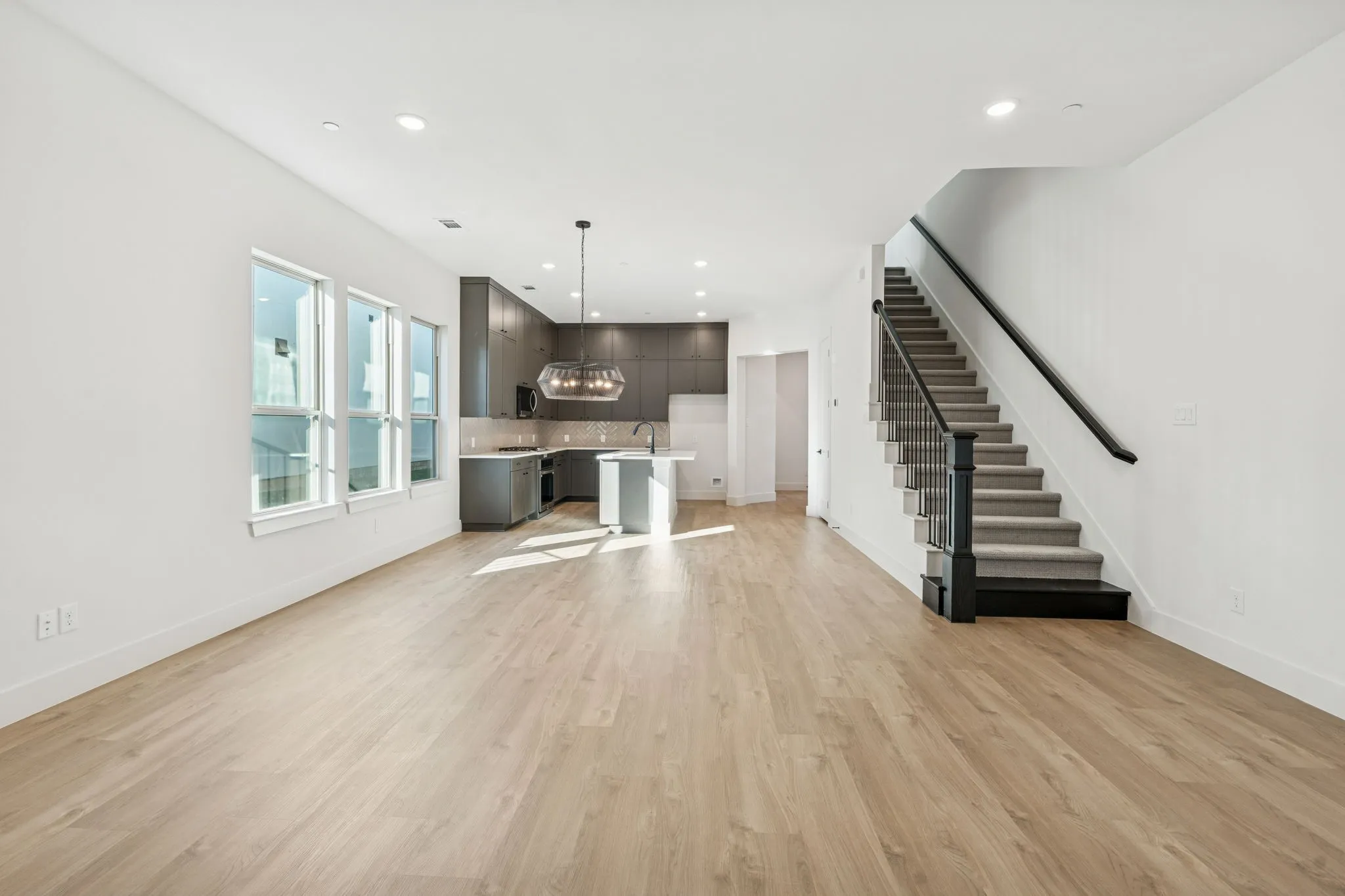 Stairway to second floor bedrooms.