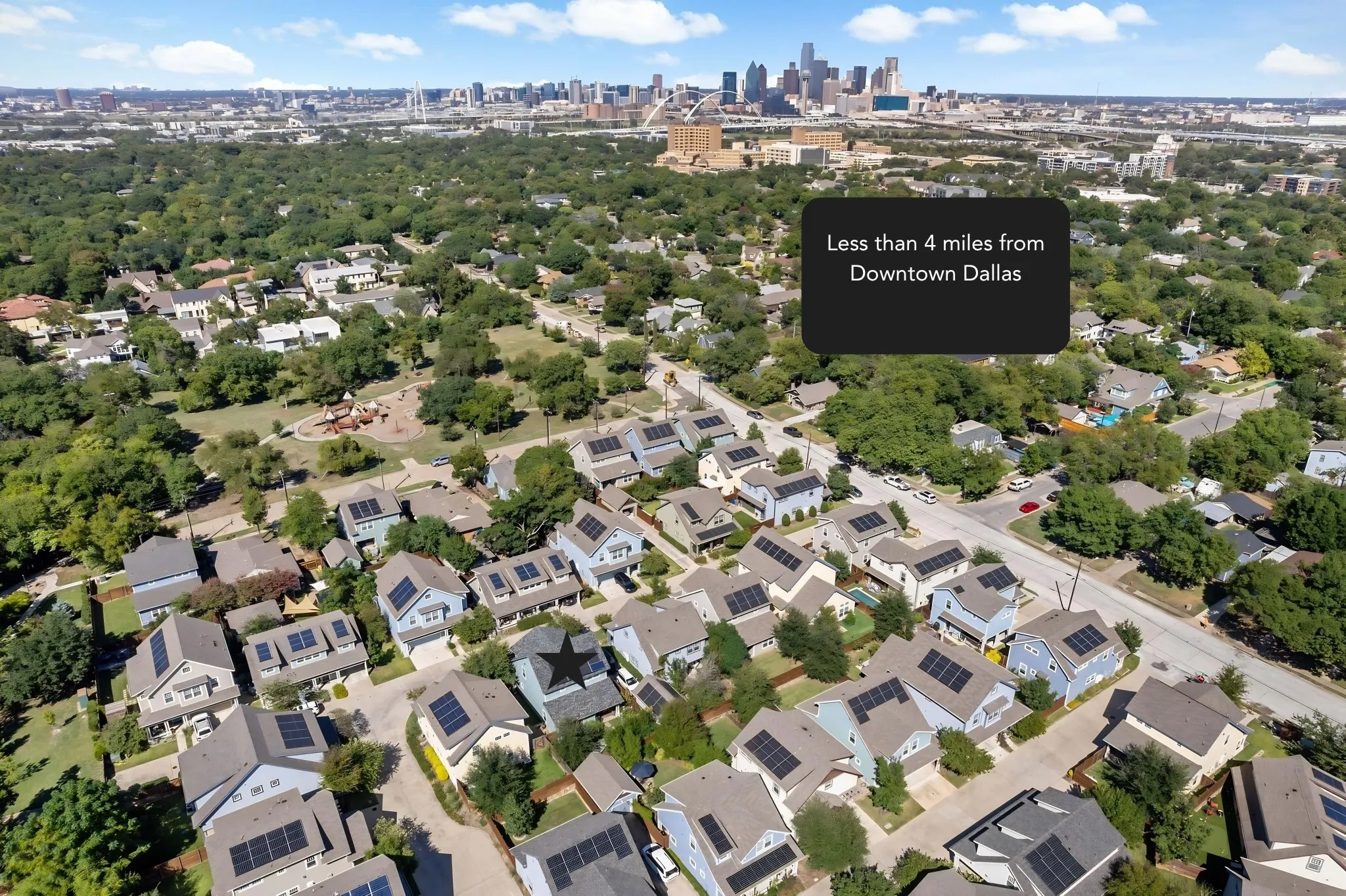 Just minutes from Downtown Dallas, with the city skyline and urban amenities close at hand.