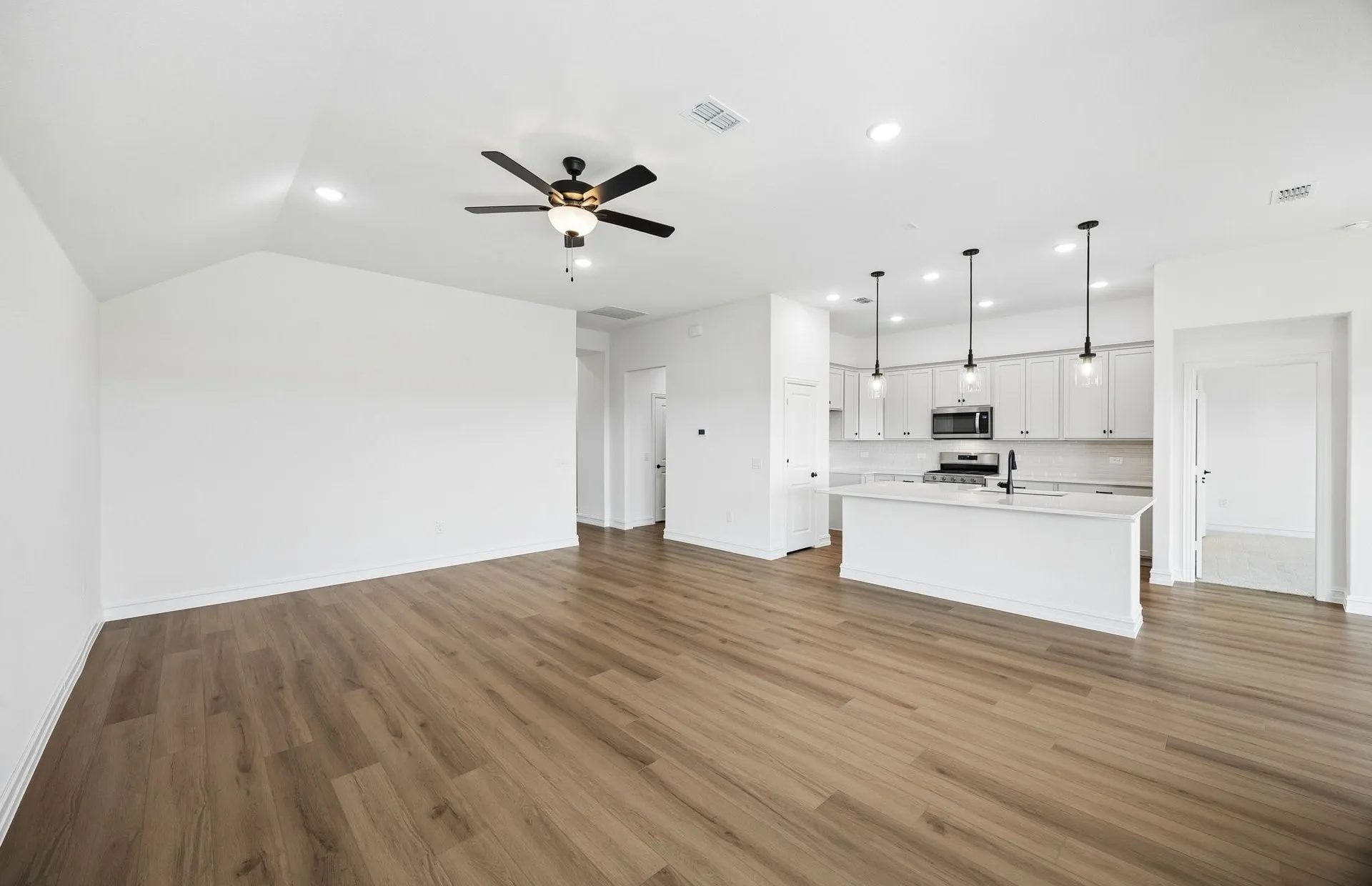 View of kitchen from living room