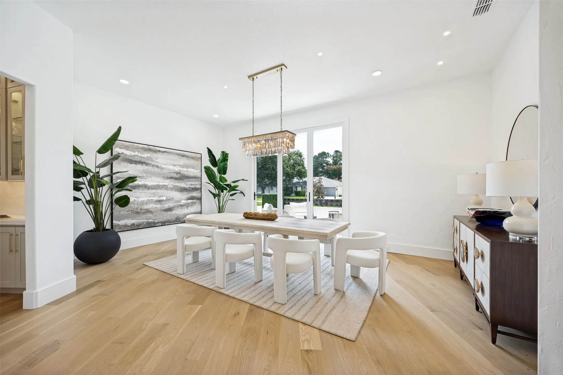 Large gatherings or intimate dinners are both enjoyable in the spacious dining room.