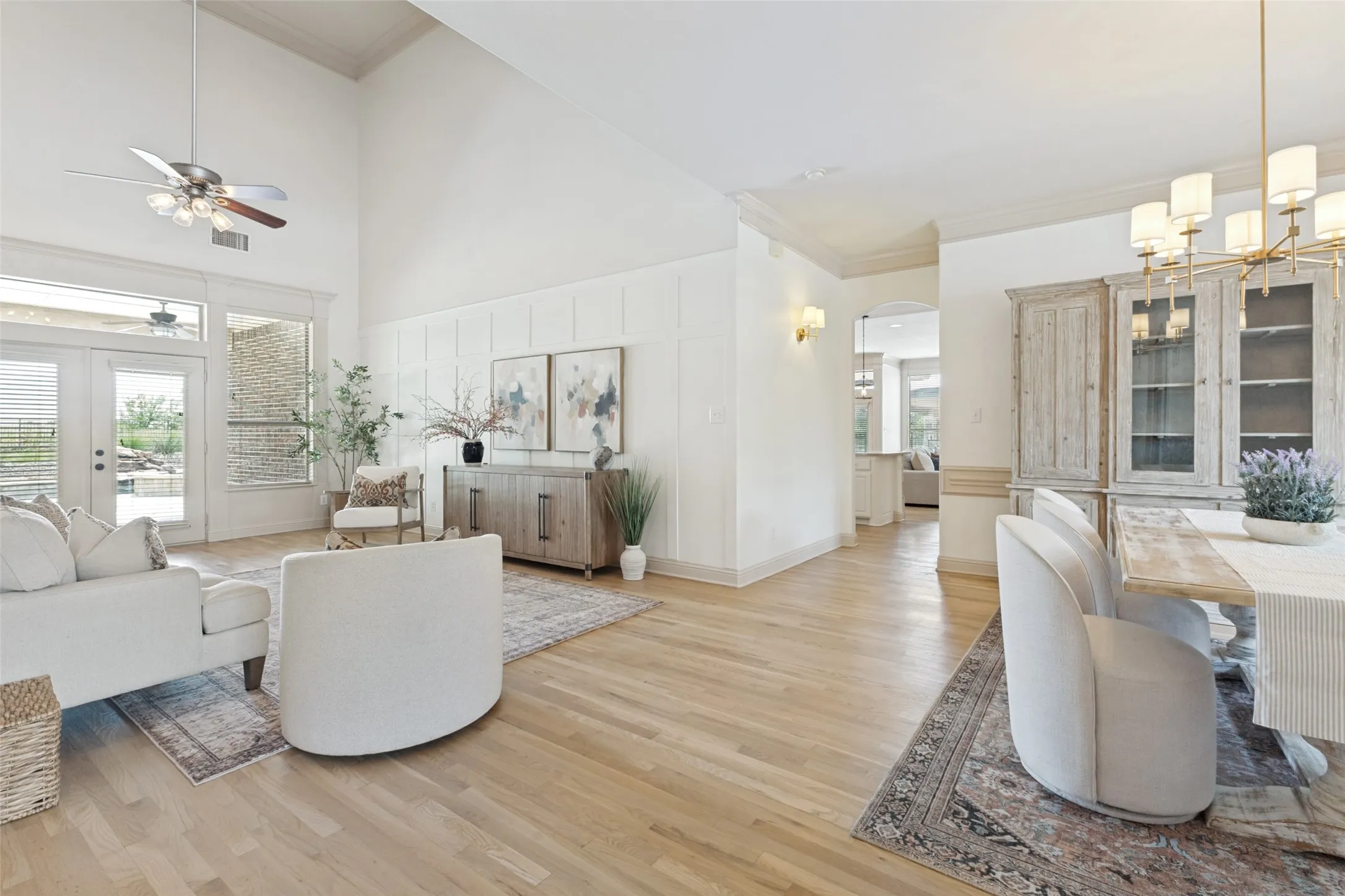 Living room offers towering ceilings