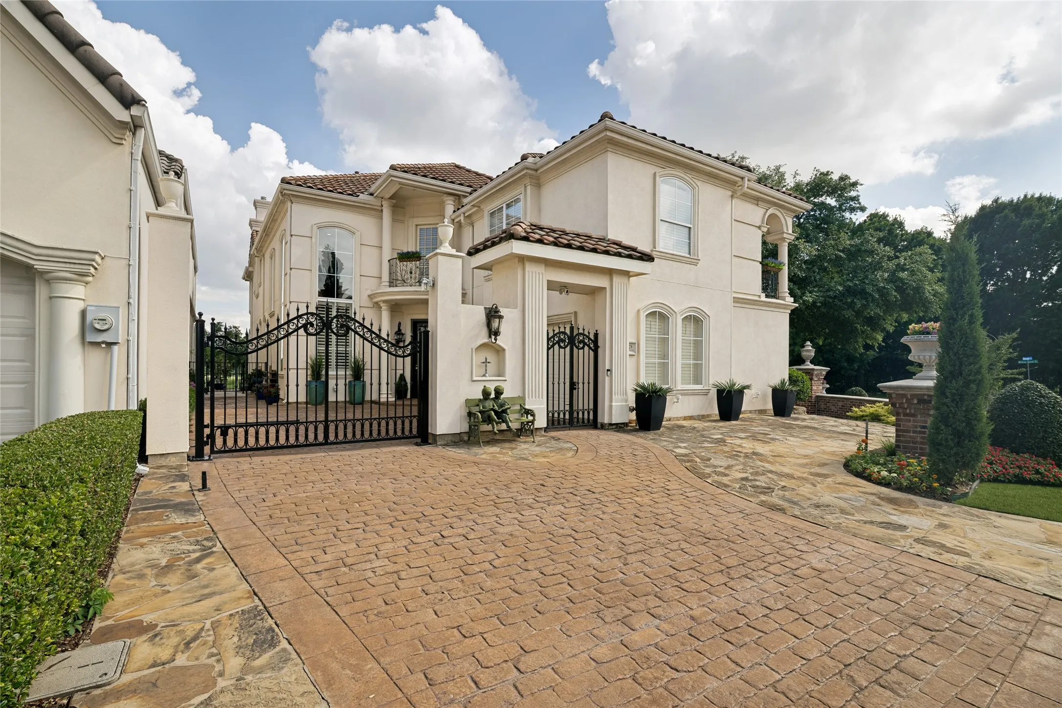 Stamped concrete on the driveway elevates the curb appeal