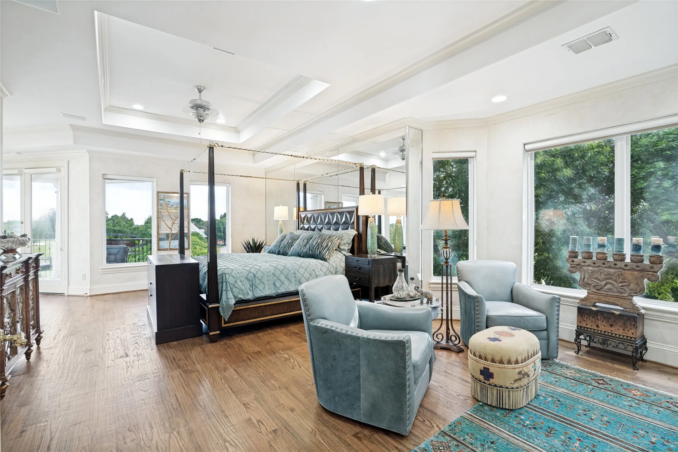 Sitting area facing the fireplace and wet bar