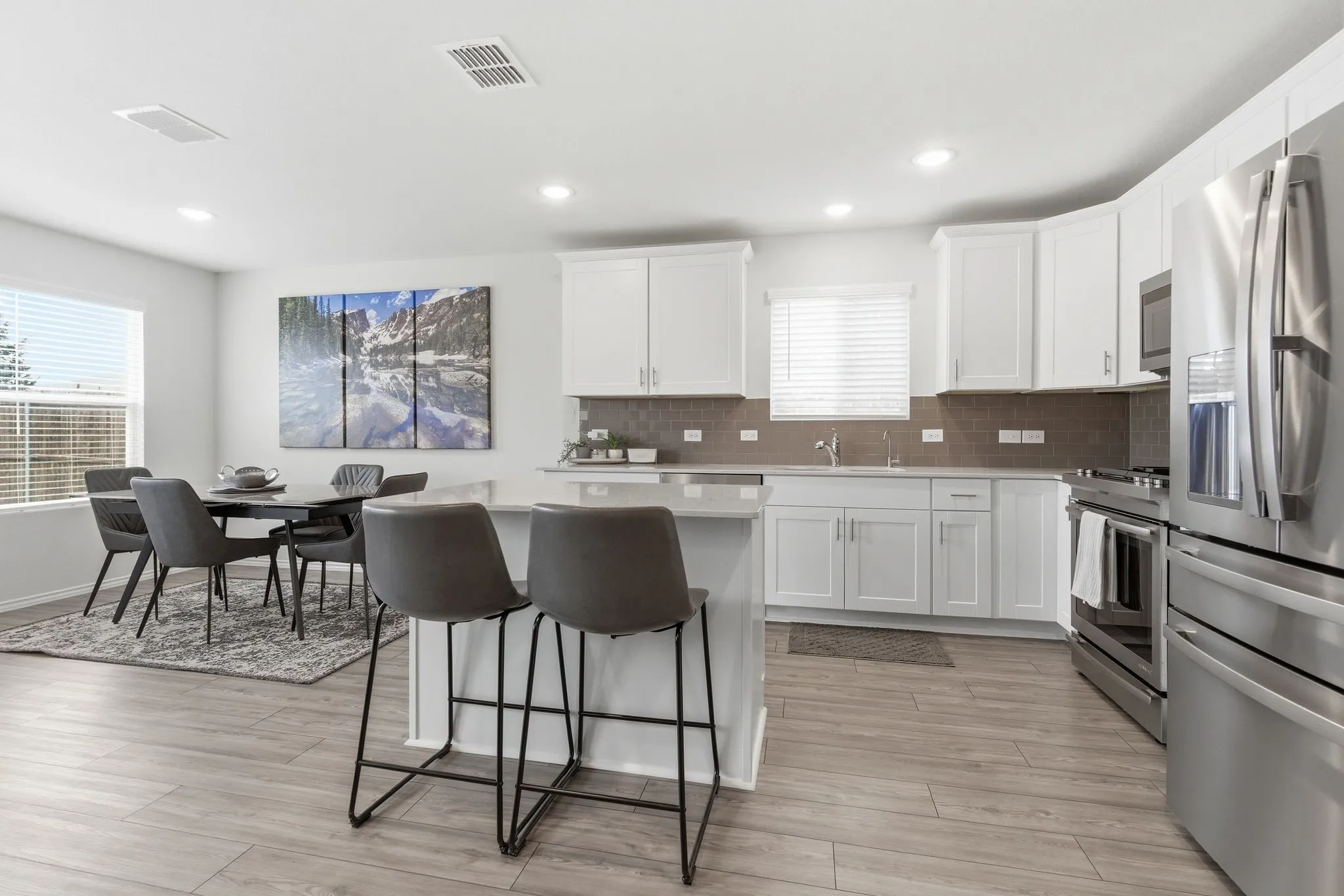 Contemporary kitchen and dining area