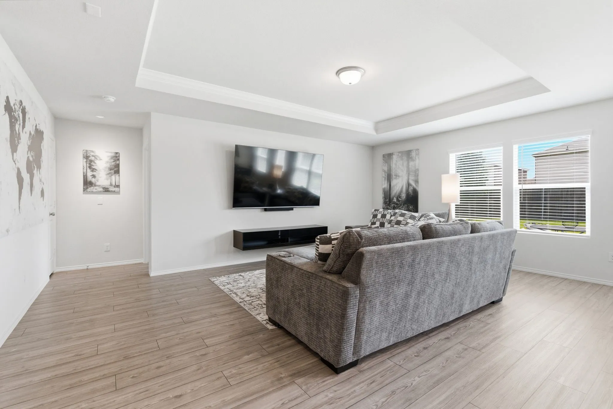 Open living area featuring several storage closets and plenty of room for relaxing