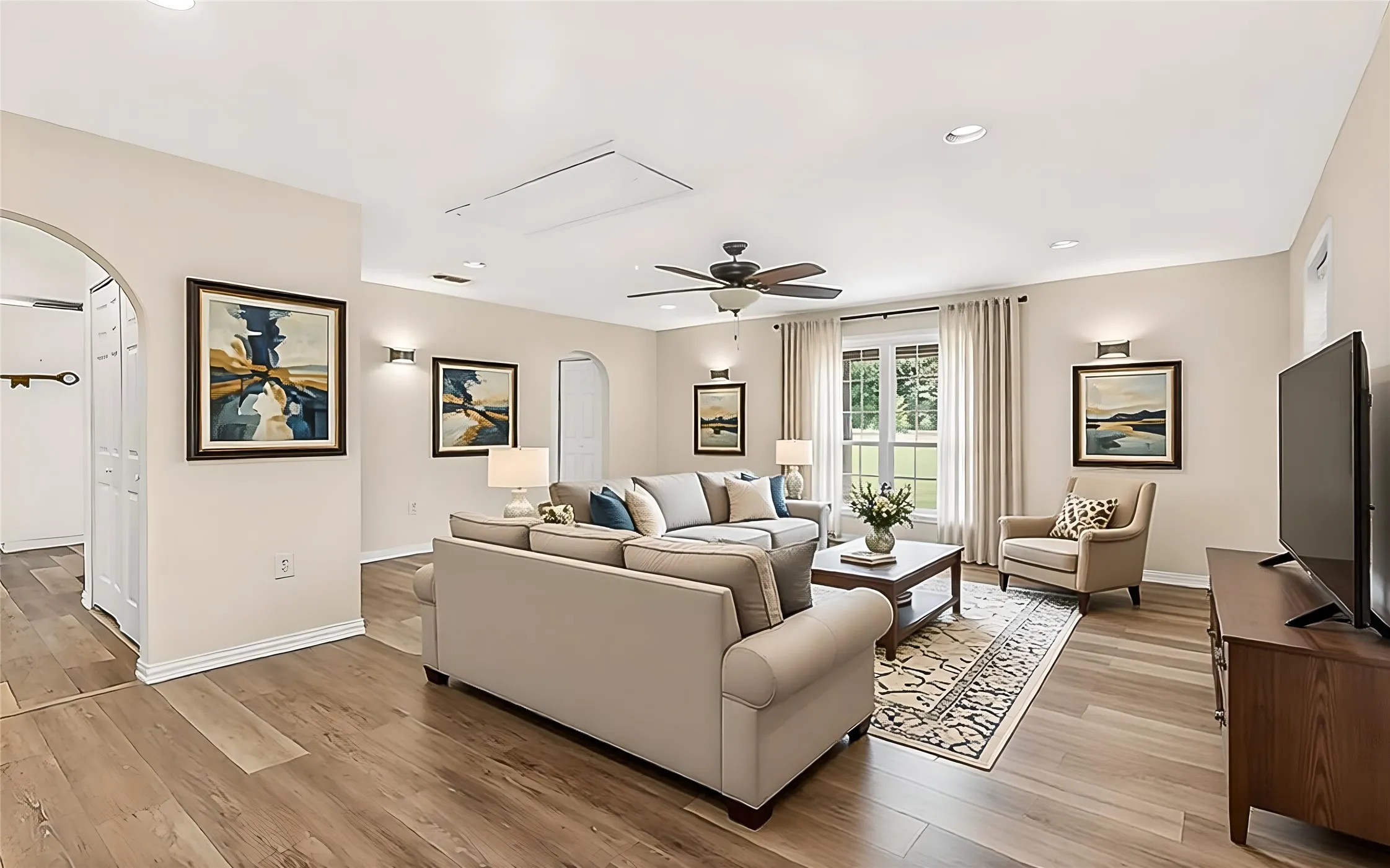 Second living on first floor. Virtually staged.