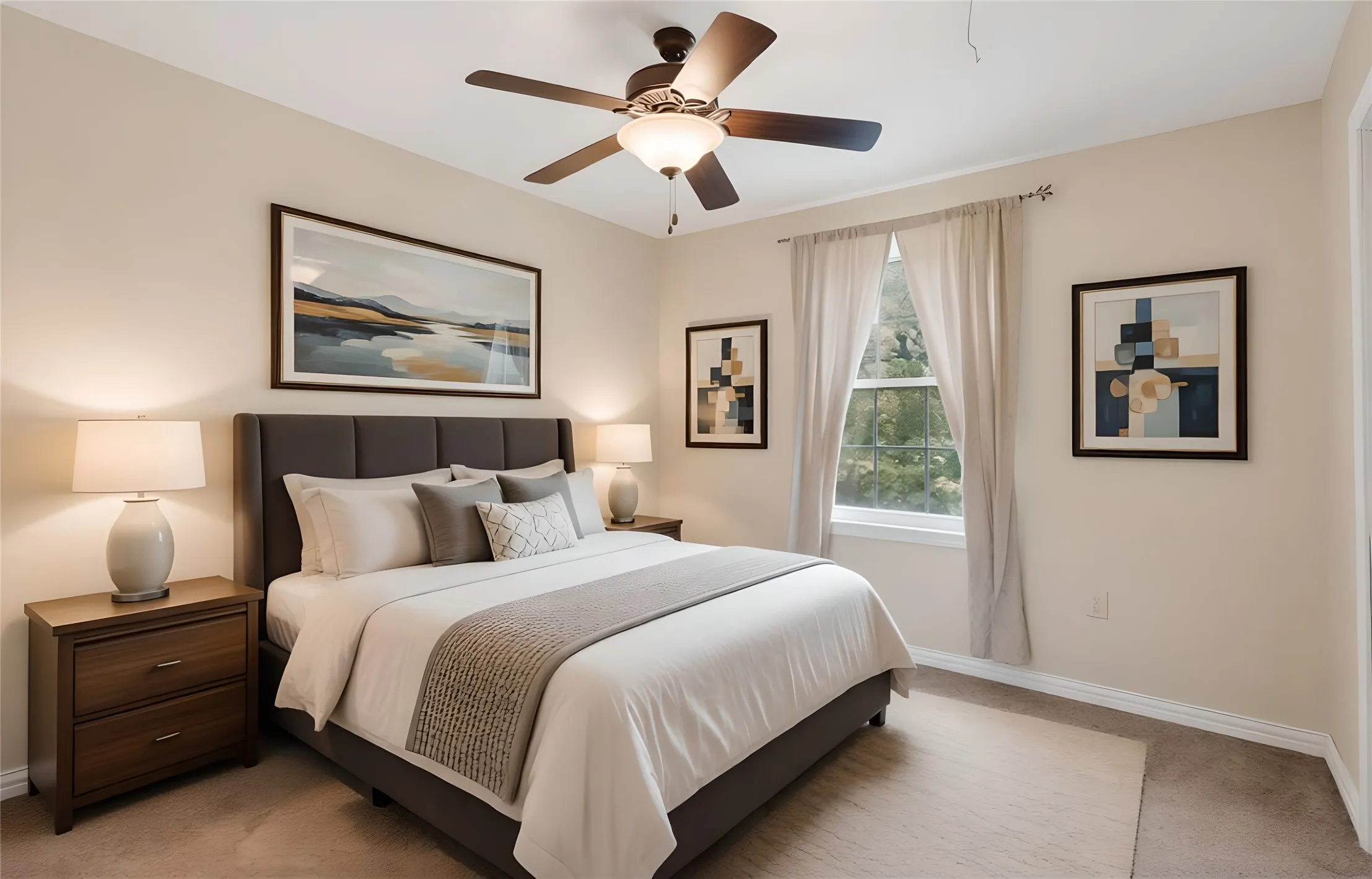 Second floor virtually staged secondary bedroom.