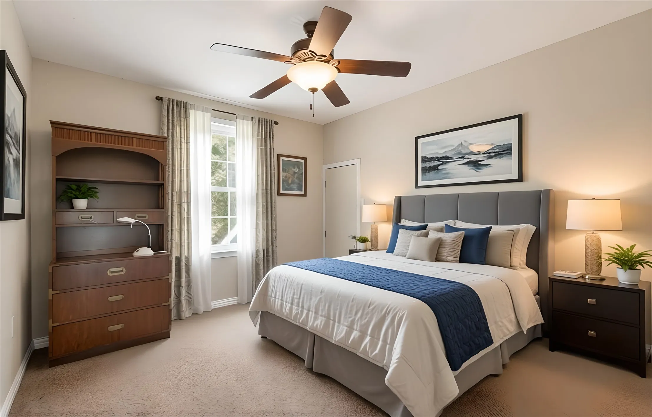 Another second floor virtually staged secondary bedroom.
