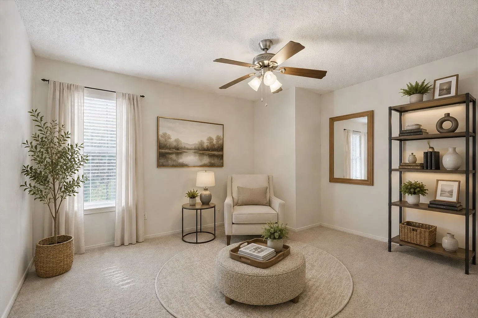 Virtually staged 3rd bedroom used as sitting room / dressing room