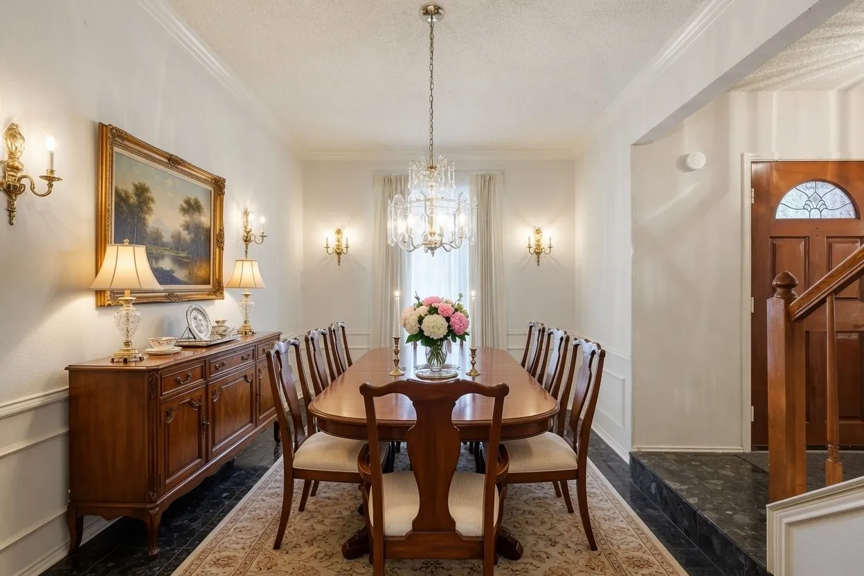 Virtually staged dining room