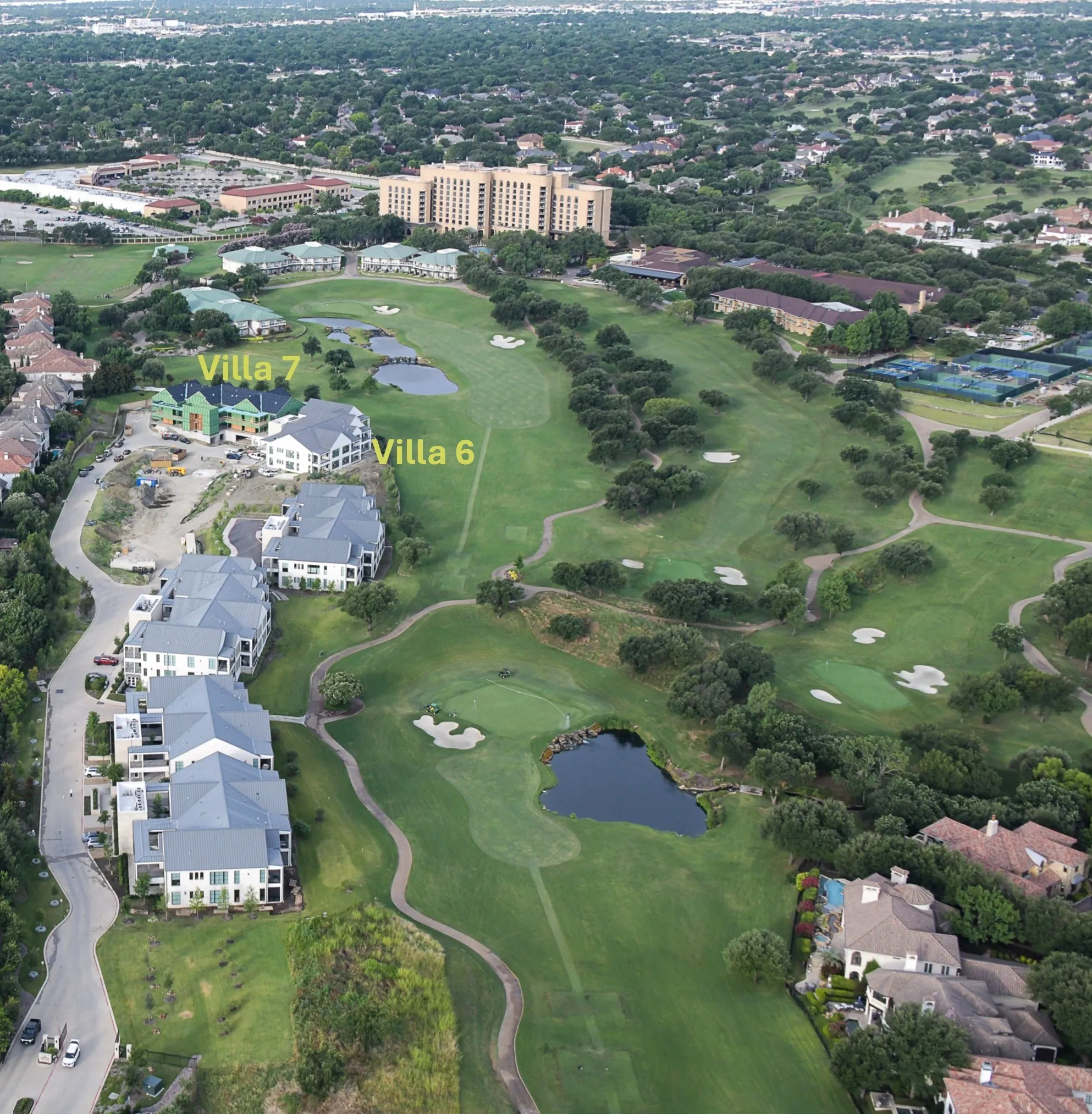 Aerial view of The Residences adjacent to the Ritz Carlton and The Nelson Club