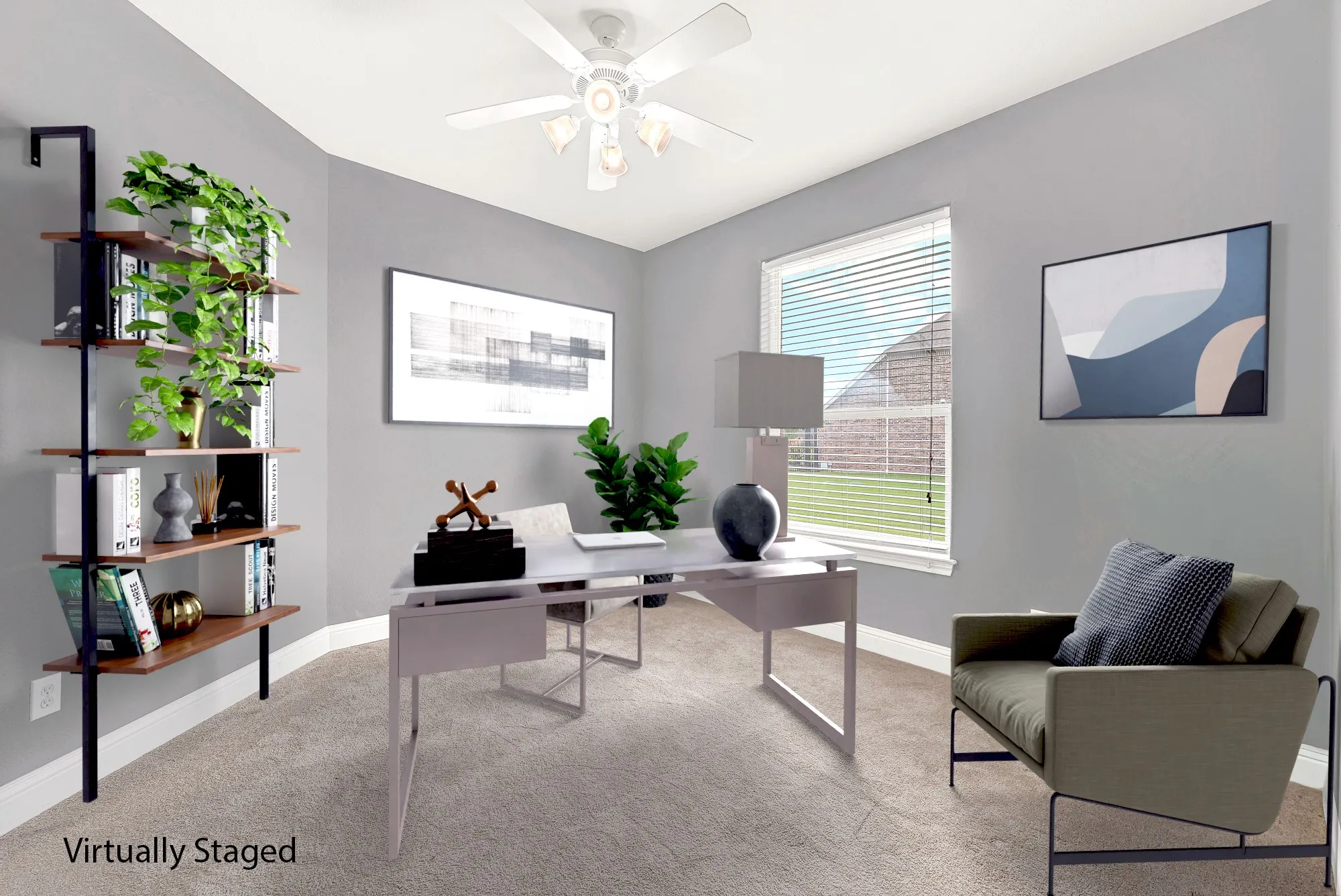 Spacious room featuring neutral grey walls and plush carpet flooring. Great potential. Virtually Staged