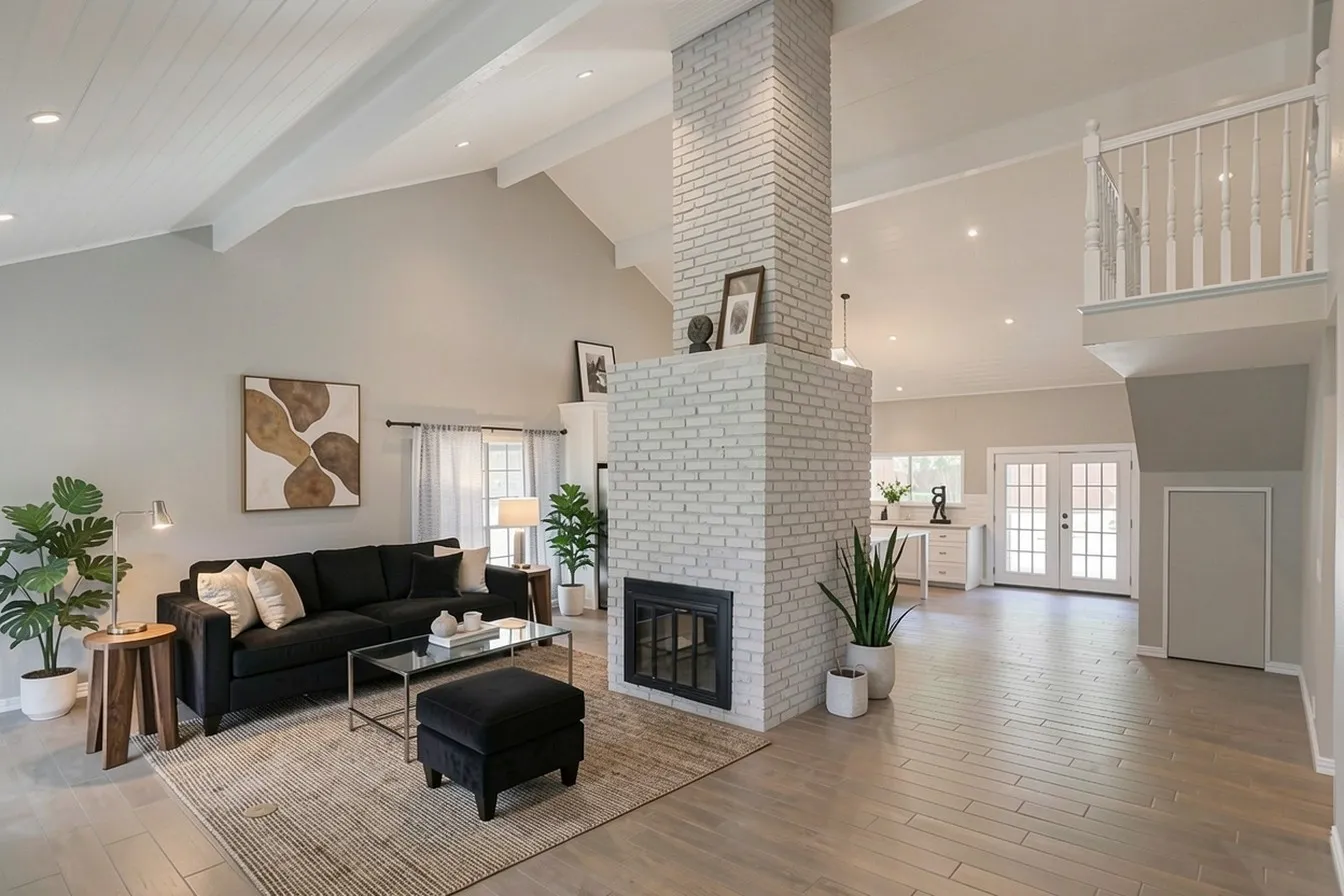 Virtually staged family room
