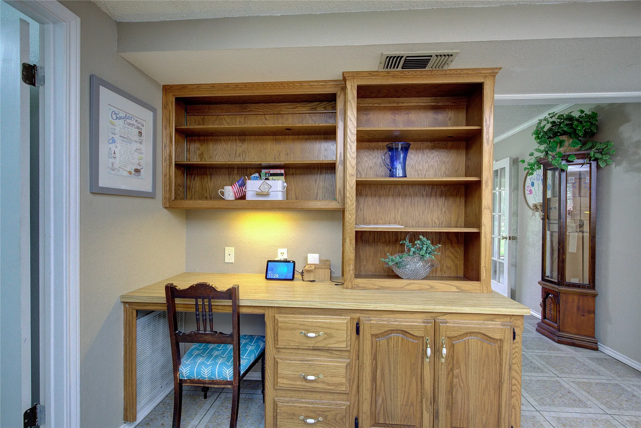 Desk area in kitchen.