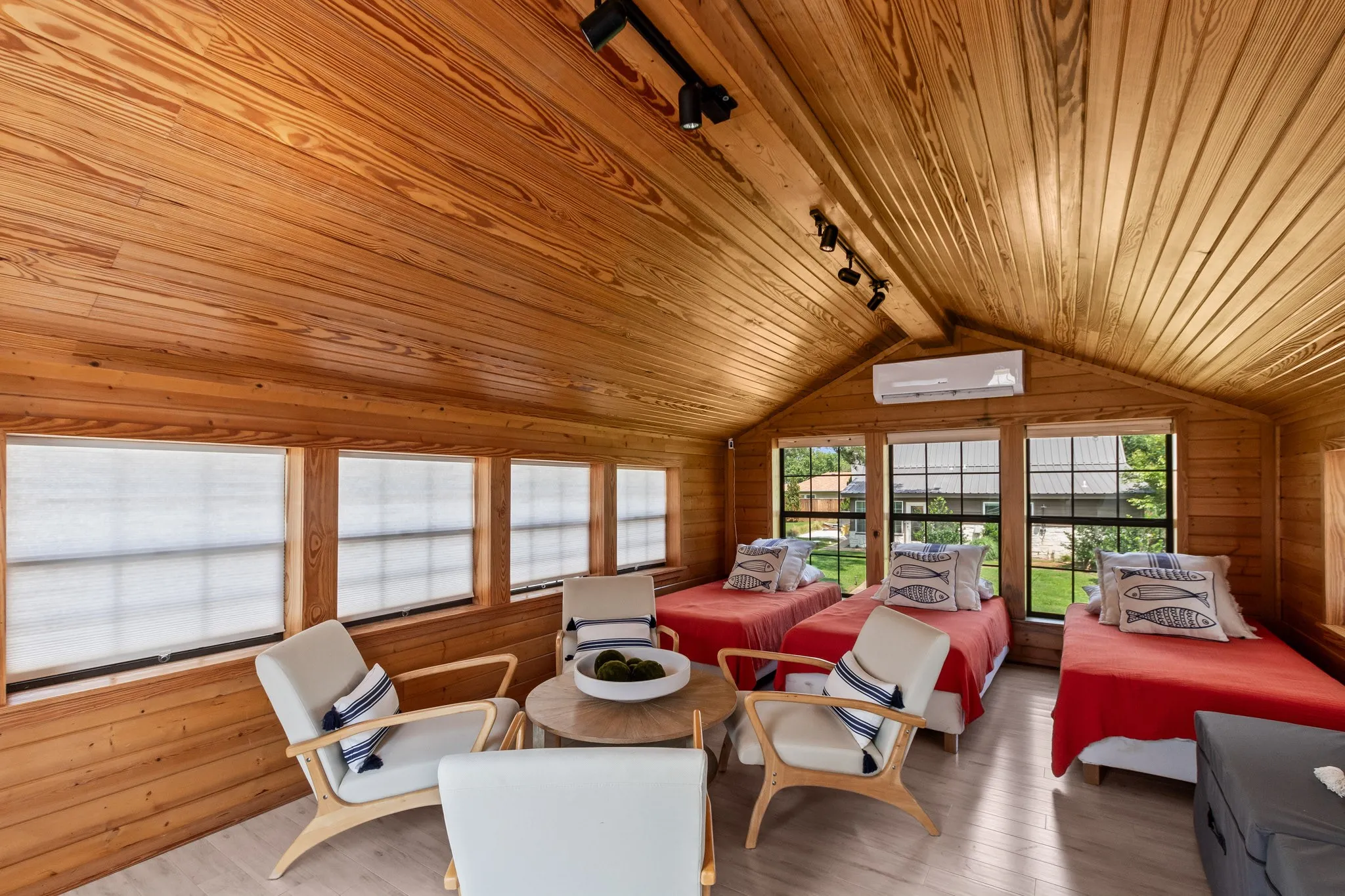 Inside Guest Cabin/Bunk Room at the Boathouse with splt unit heat and cooling.