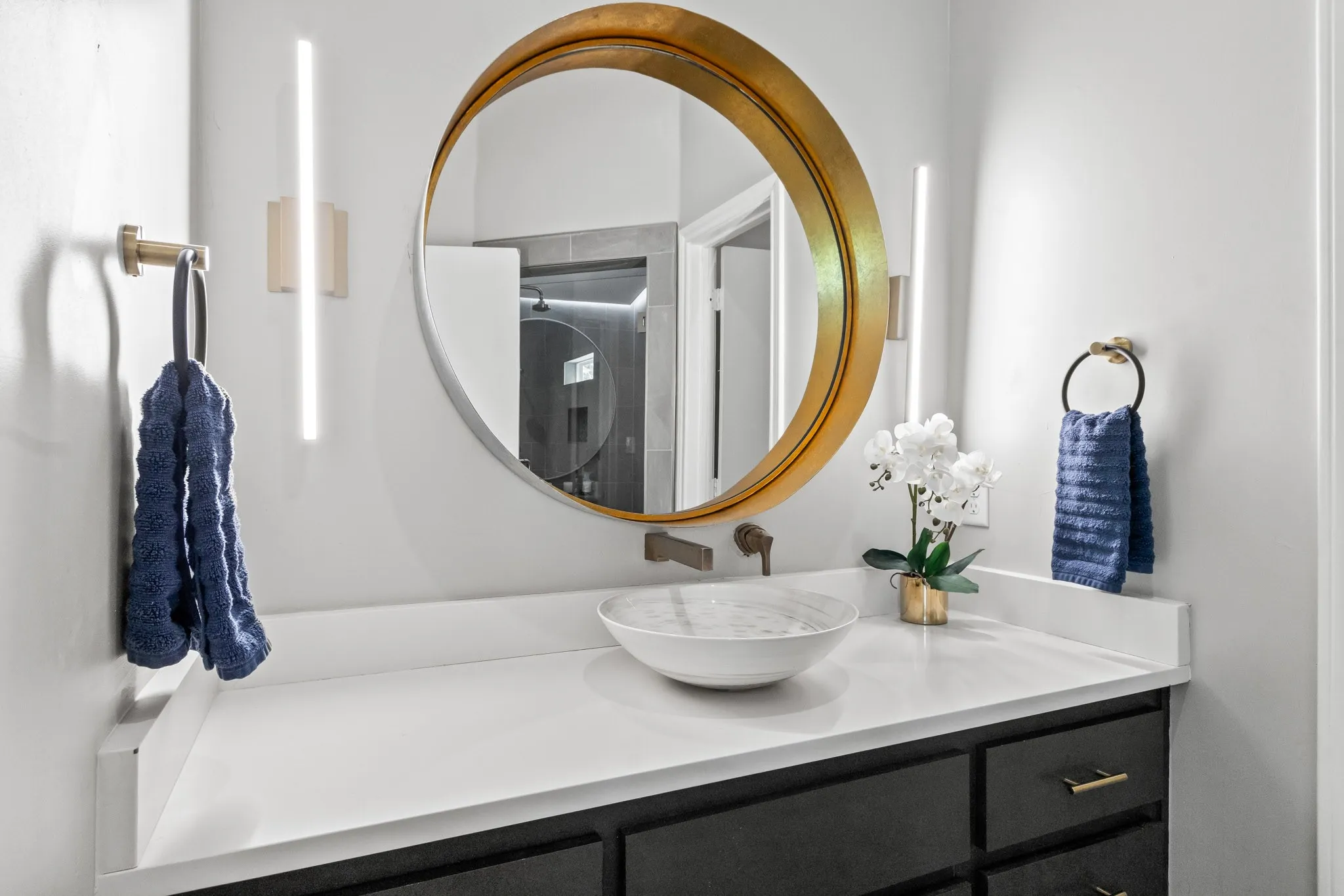 Primary Bathroom Vanity with vessel sink
