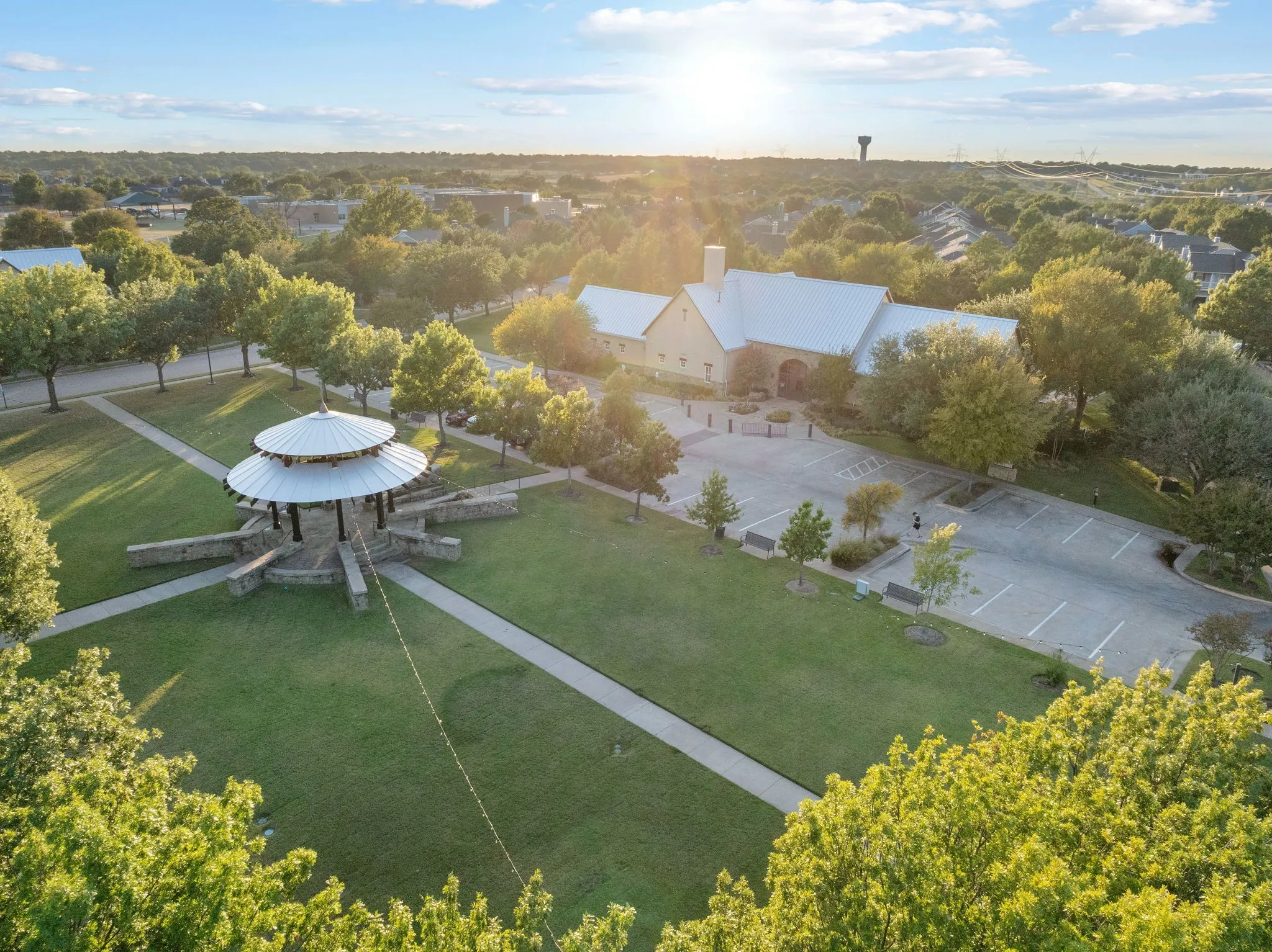 Town Green with gazebo- location of many community  events such as live concerts, movie nights, festivals, parades, and many celebrations