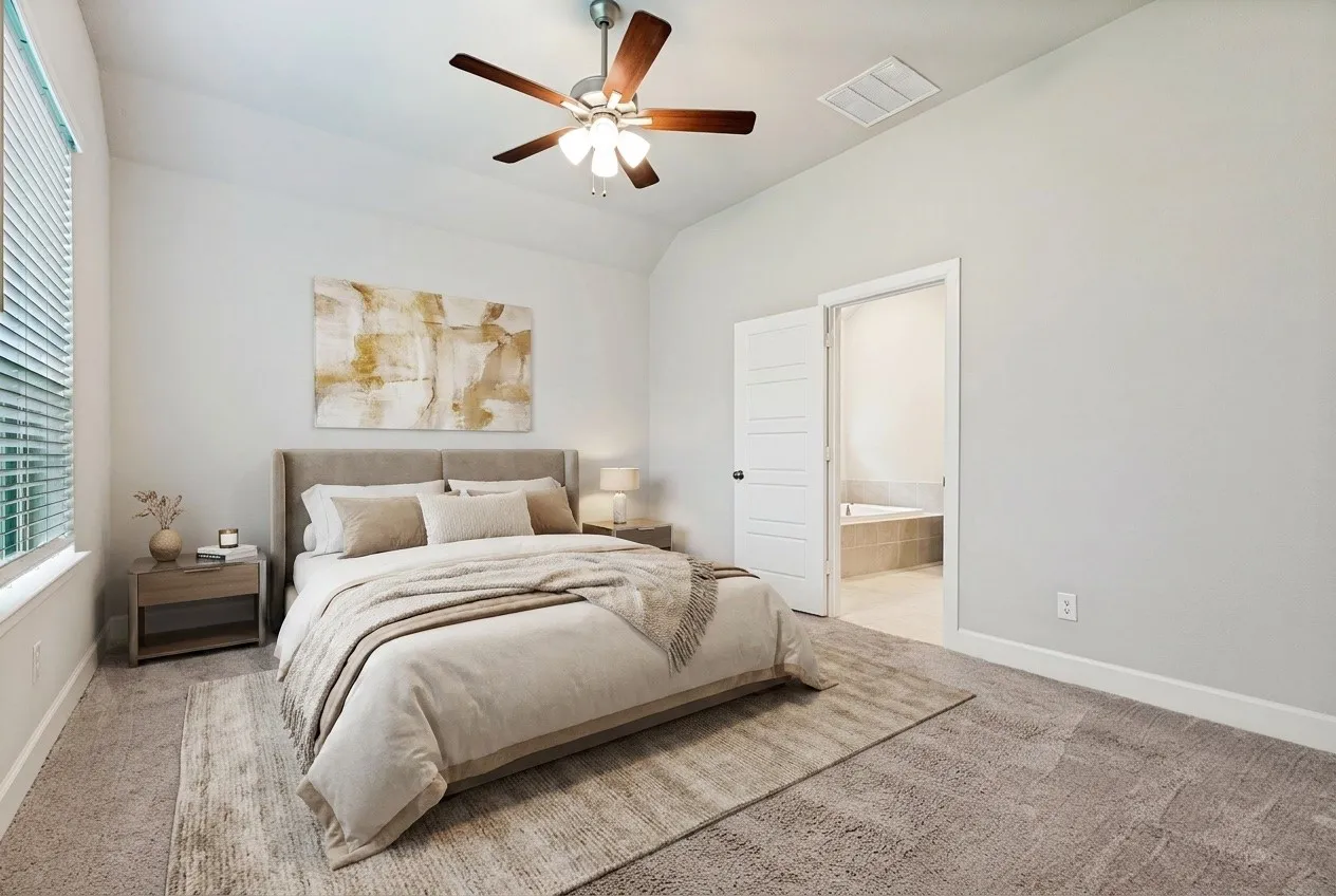Primary bedroom has been virtually staged