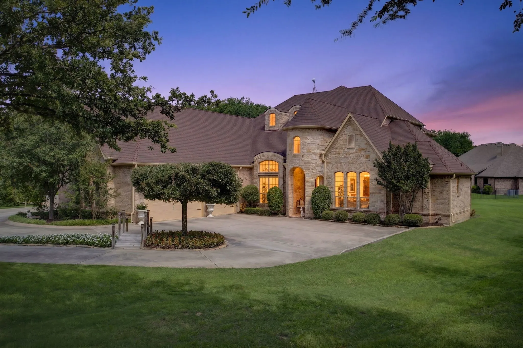 Twilight photo shows how this house shines at night!
