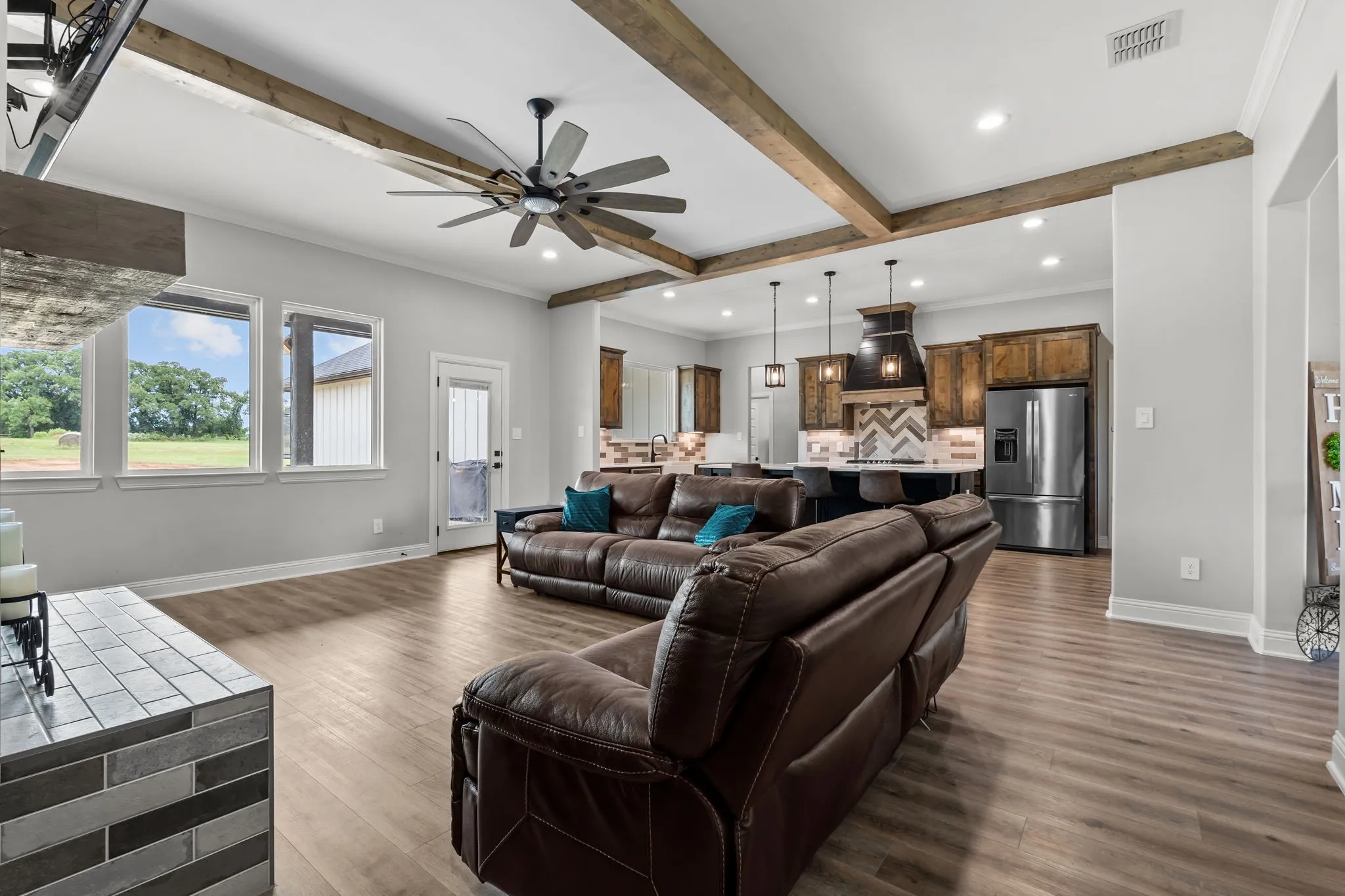 Living room into kitchen
