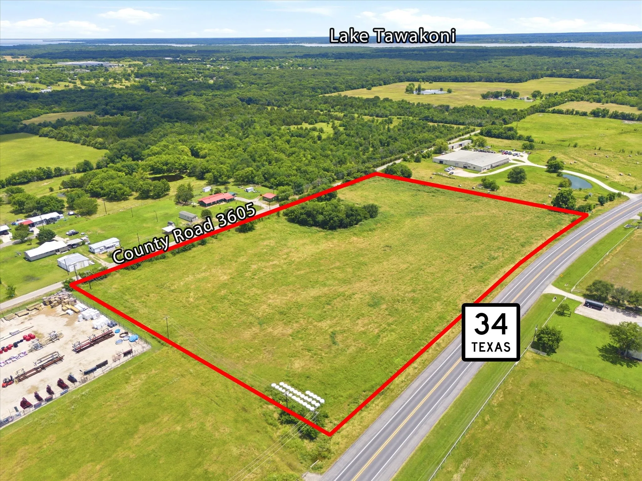 Red lines are estimated boundaries - refer to survey. View south and east going toward Lake Tawakoni.