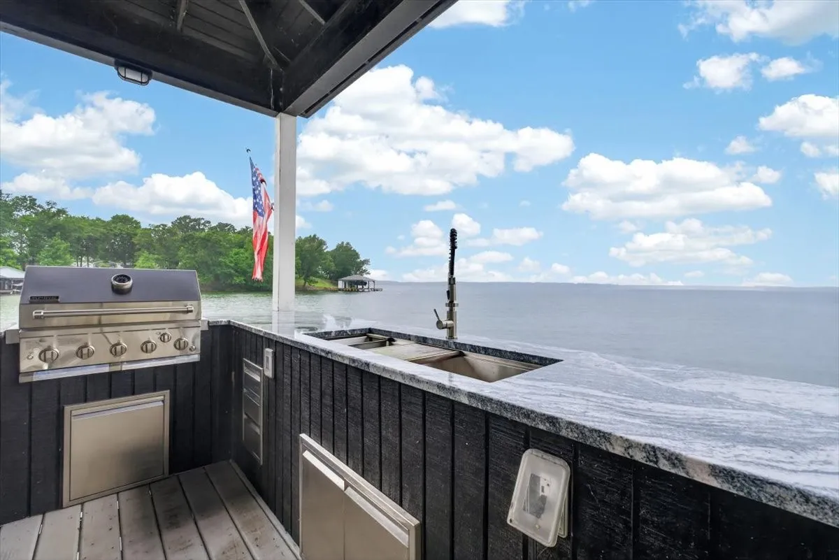 Boathouse Island with Builtin BBQ Grill, Fresh Water Sink, Storage