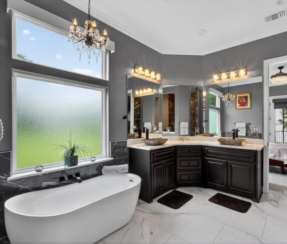 Primary Bathroom with Stand Alone Tub, Double Vanities
