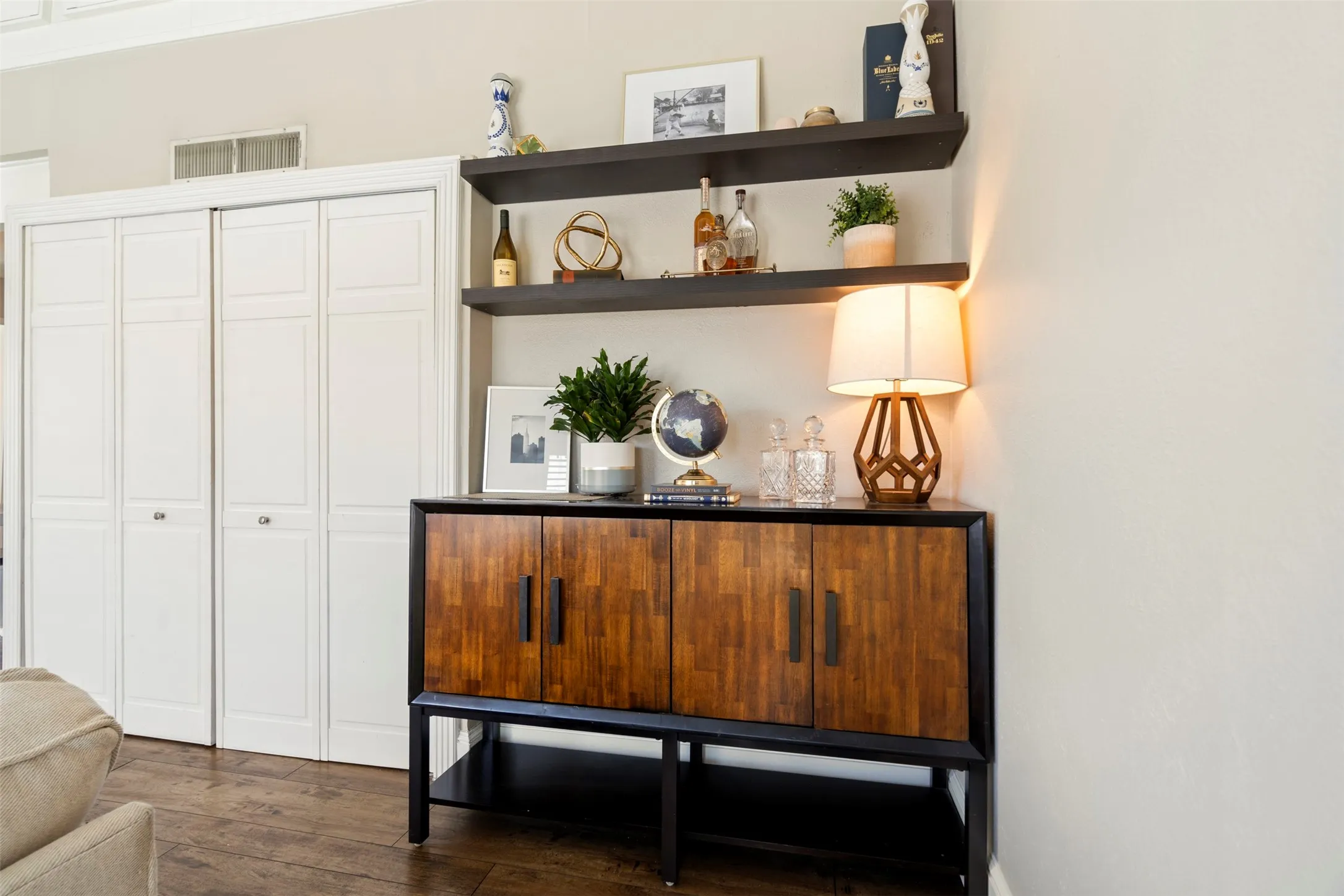 Bi-fold doors for laundry area with full washer and dryer connections