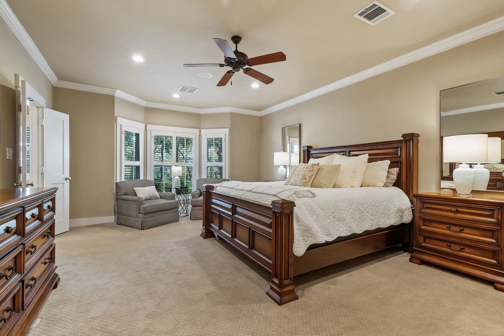 The Primary Suite is privately located and is very spacious!