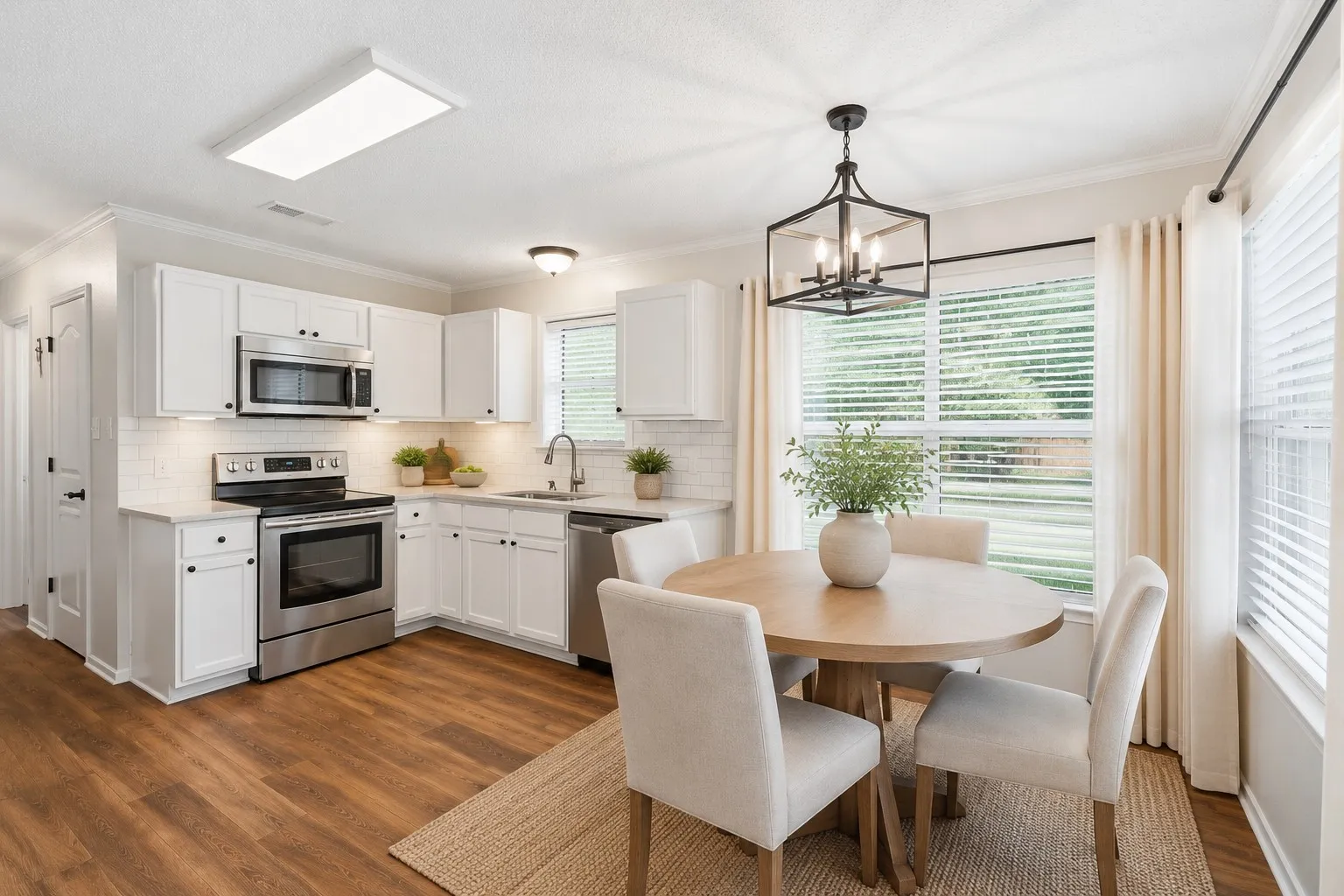Light filled Breakfast nook, virtually staged