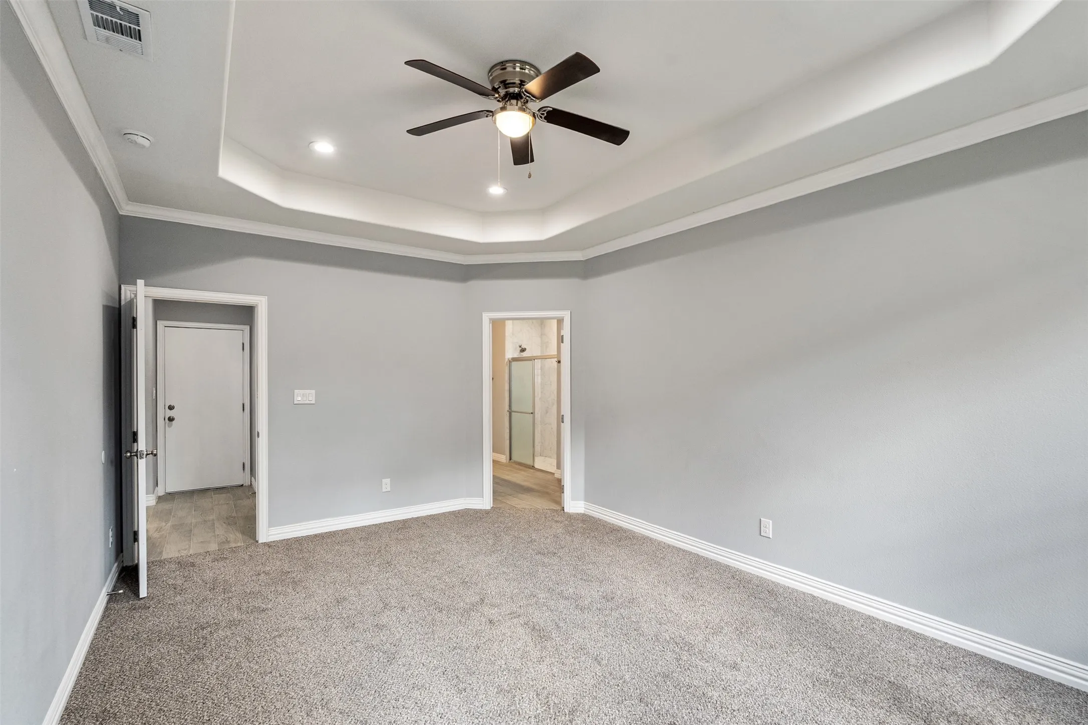 Primary bedroom off of living room