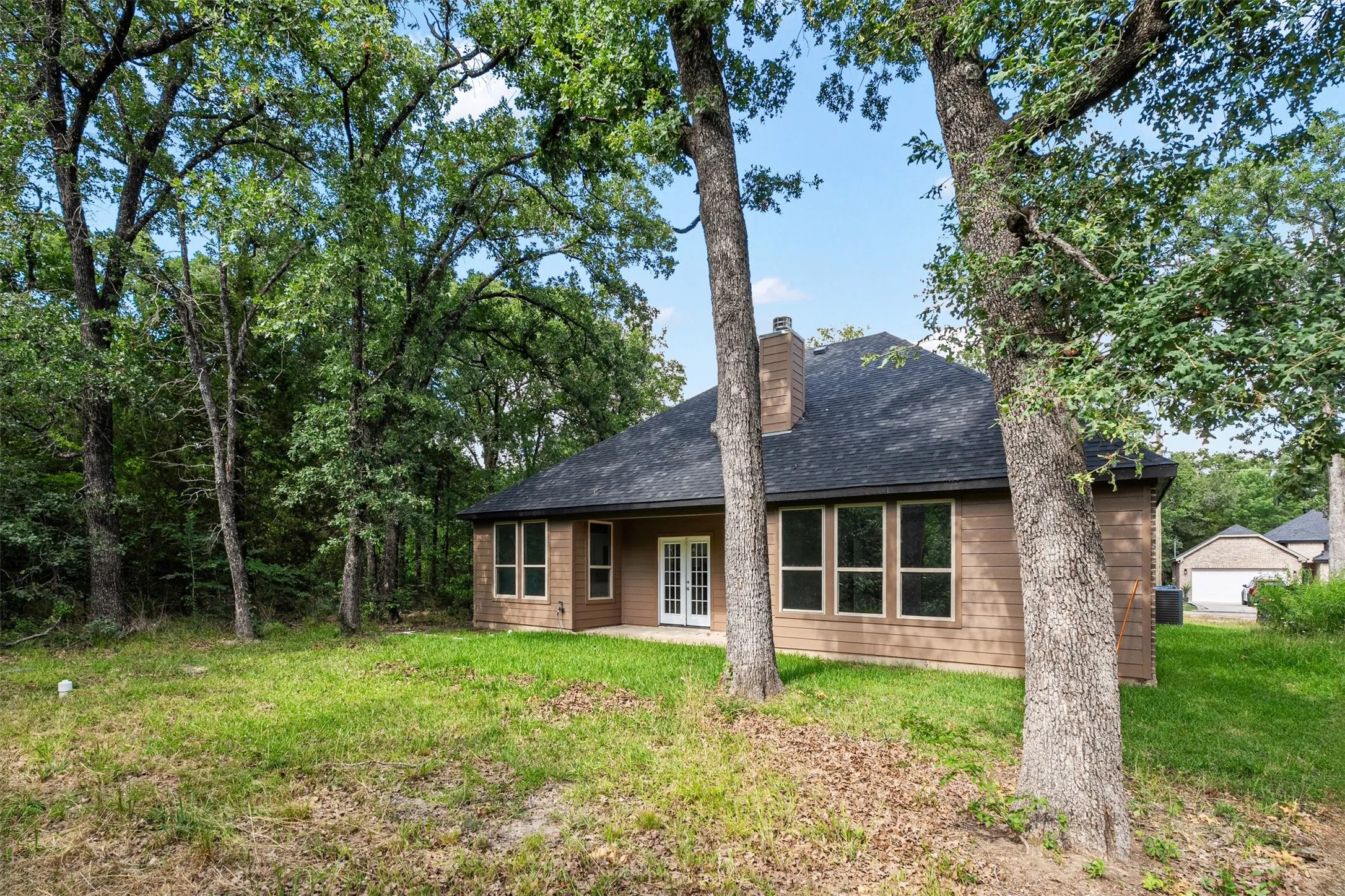 Backyard with covered patio