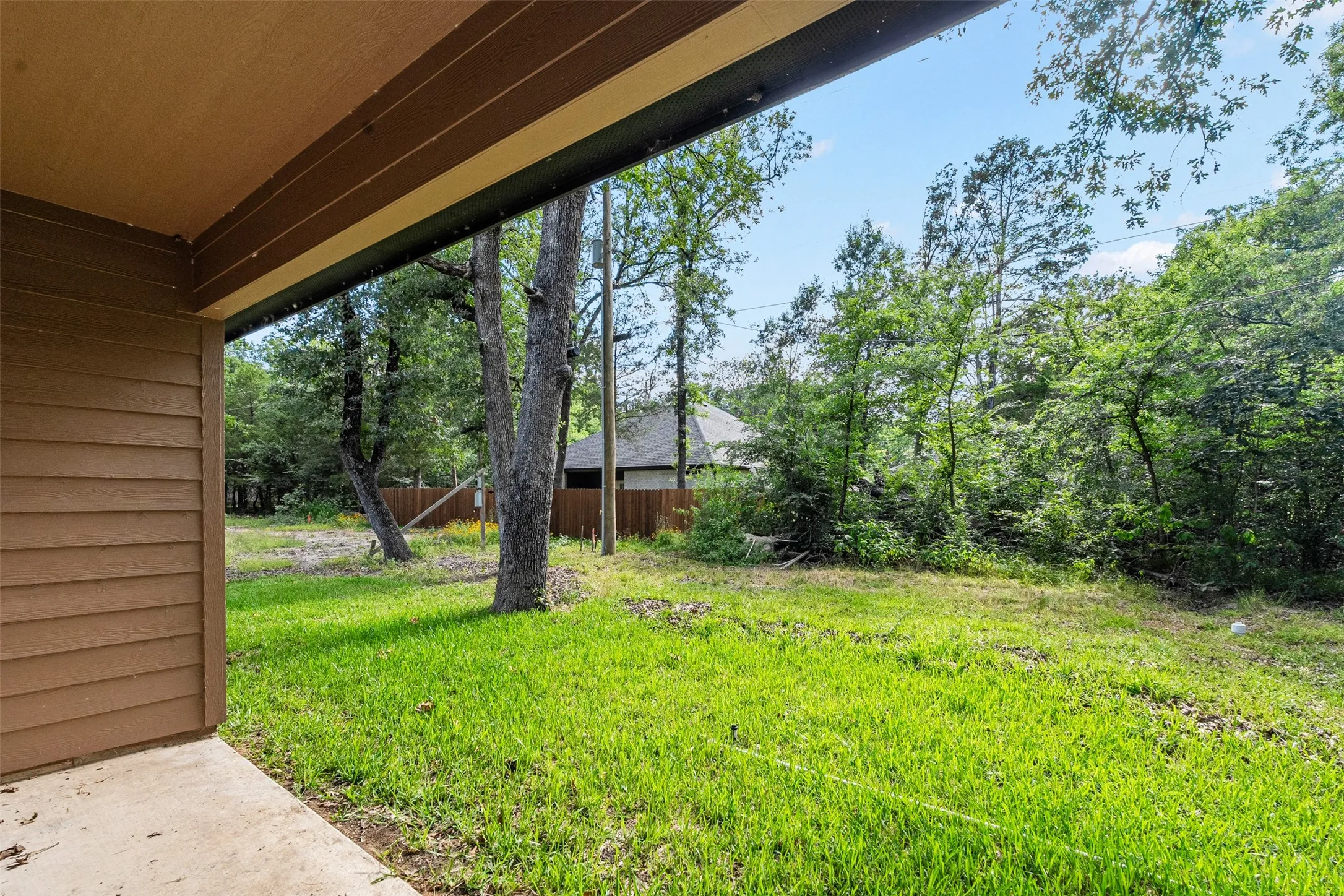 Backyard with covered patio