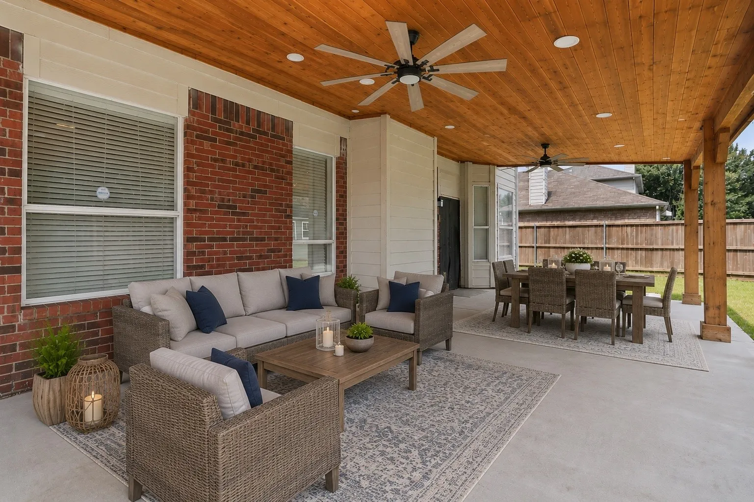 Virtually staged covered patio