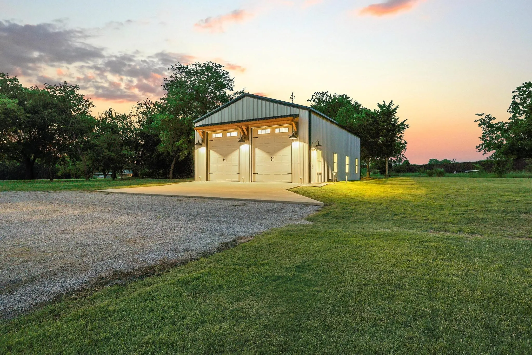 Heated garage-shop with RV/boat parking option.