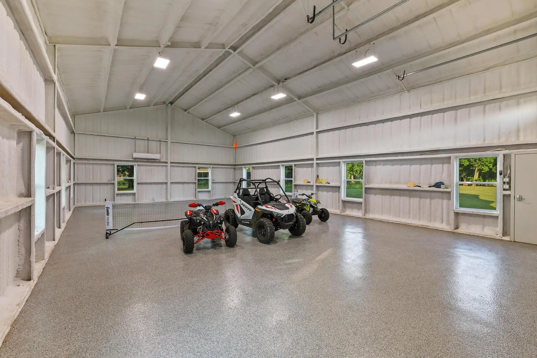 Heated garage with multiple uses - even an indoor pickleball court!