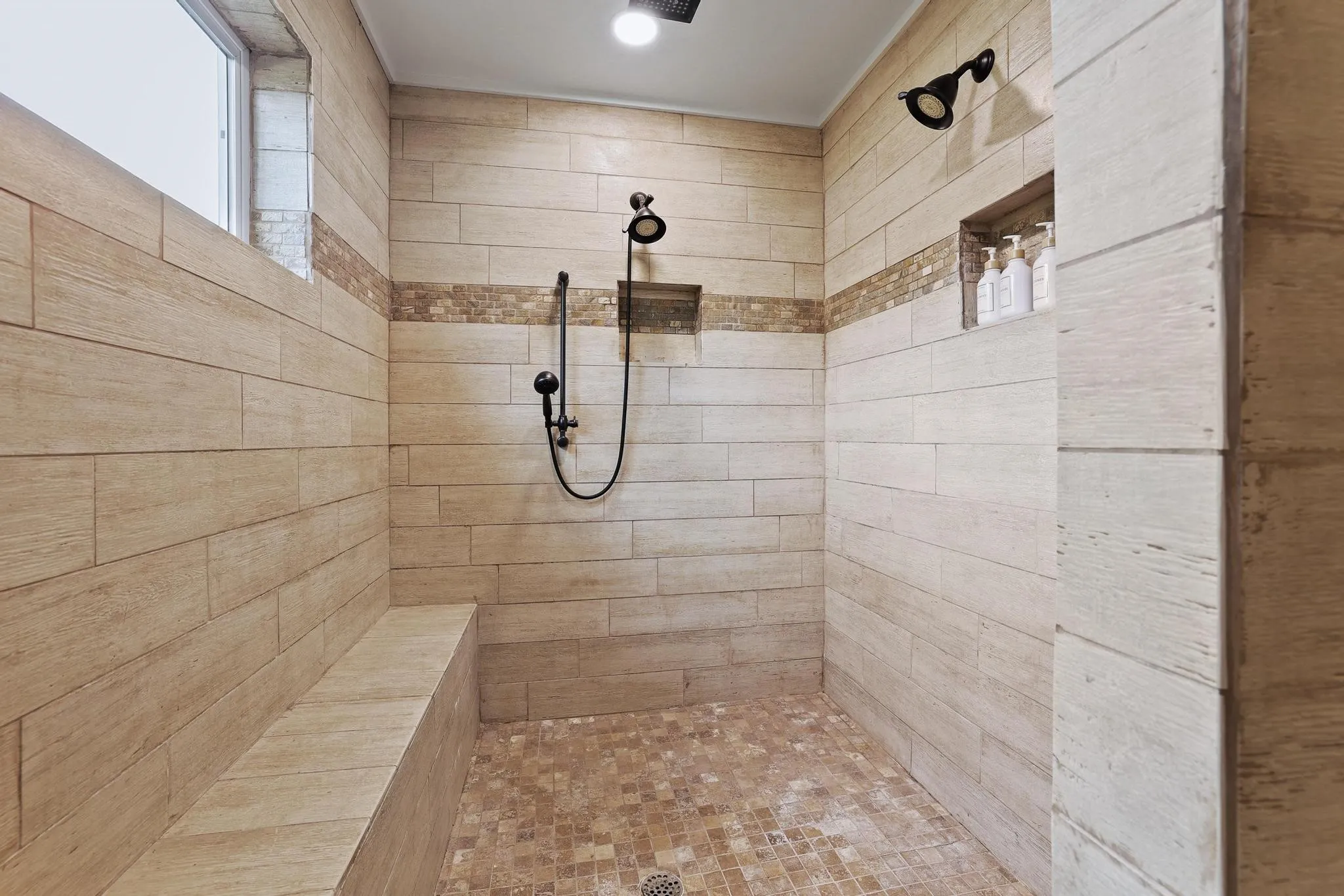 Large spa-like shower in primary bath.