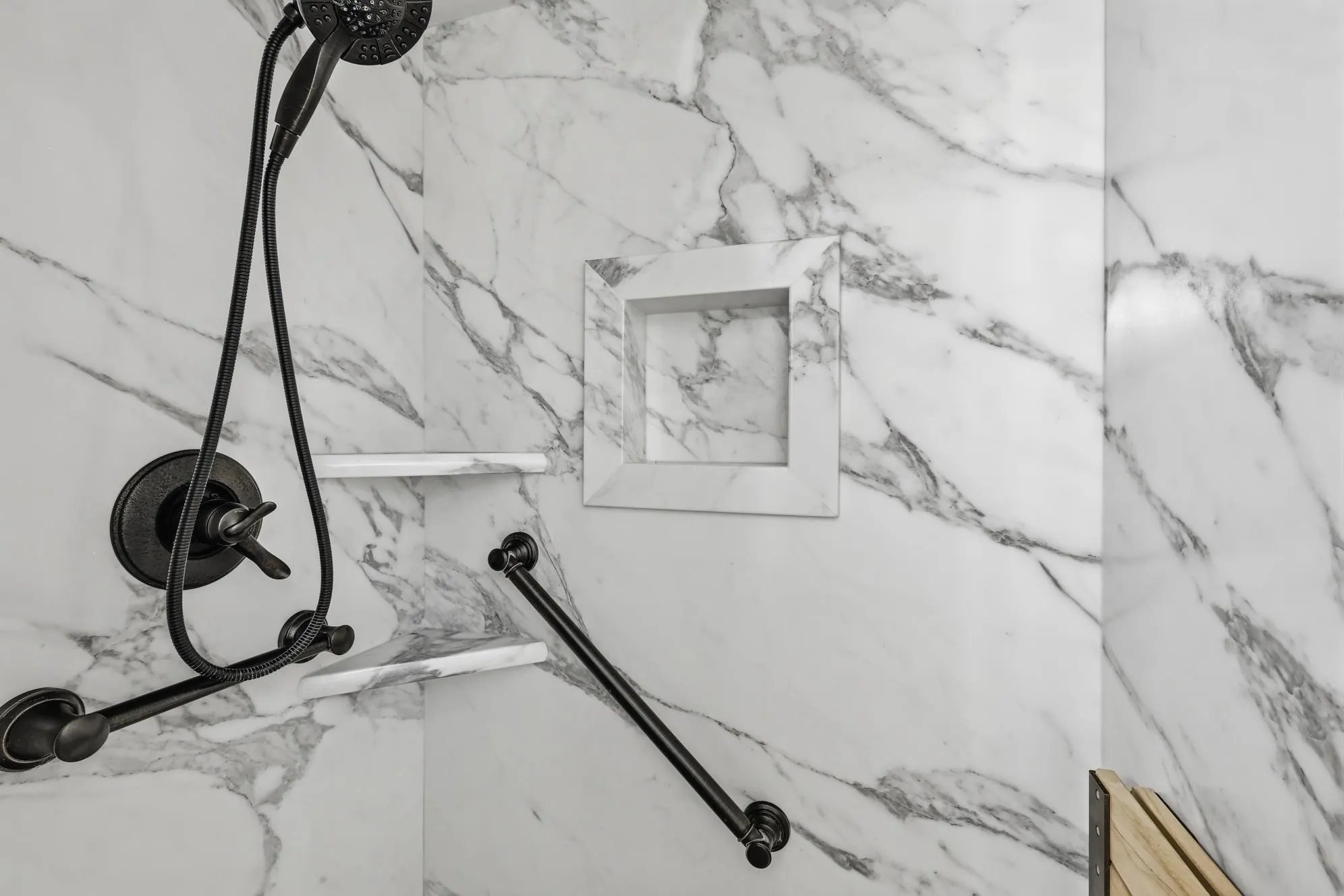 Close up of the walk in shower.