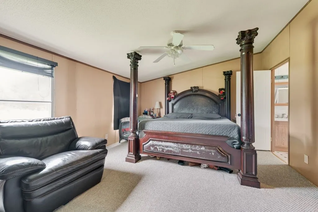 Primary bedroom is separate from the others and will easily accommodate a king size bed