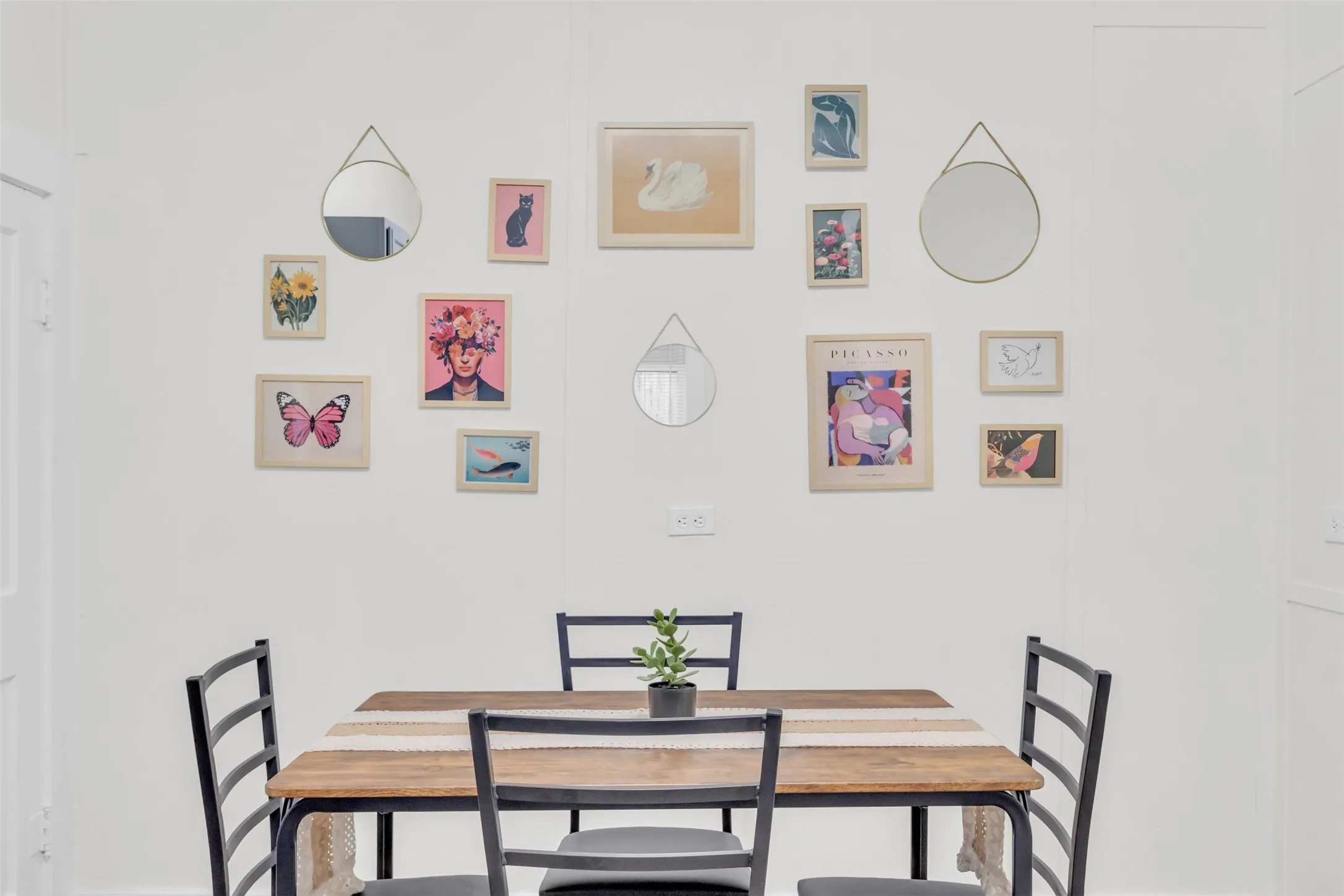 White wall space with gallery wall decor