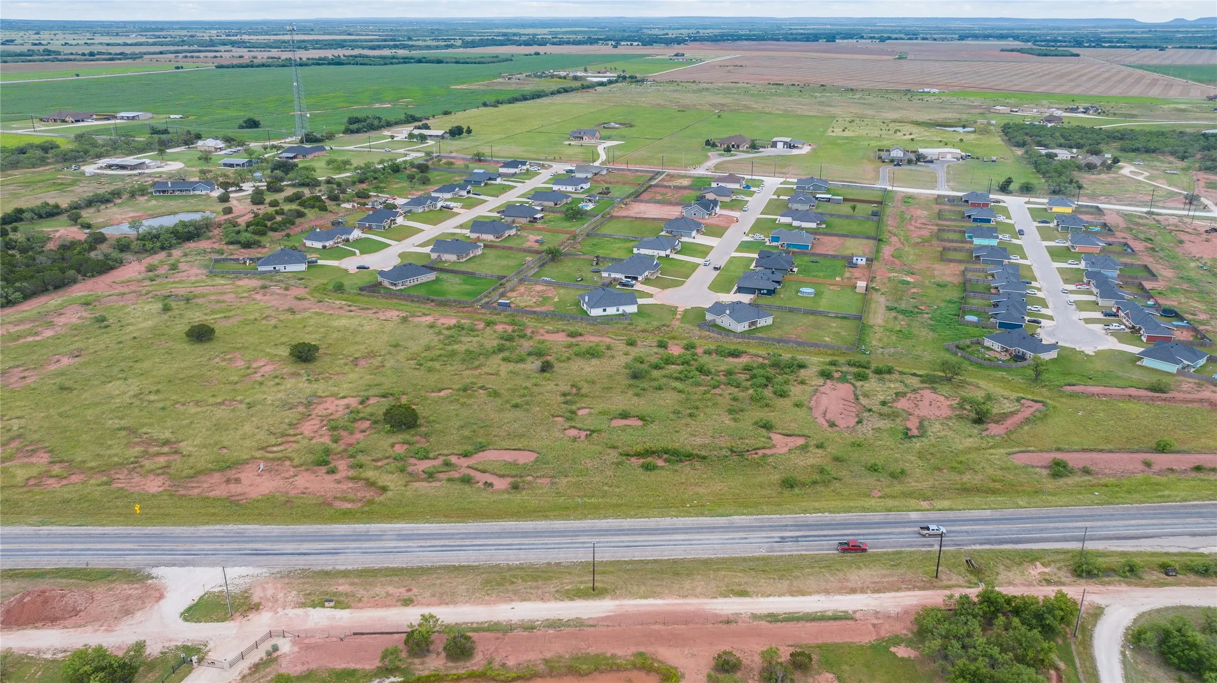 Aerial view facing south