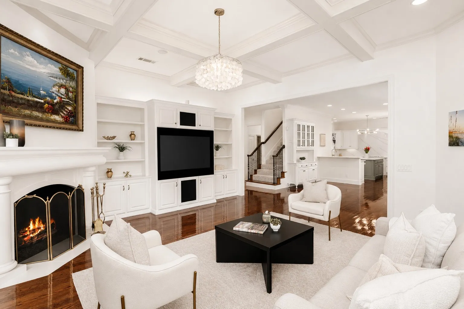 Re-Imagined with White Ceiling Beams
