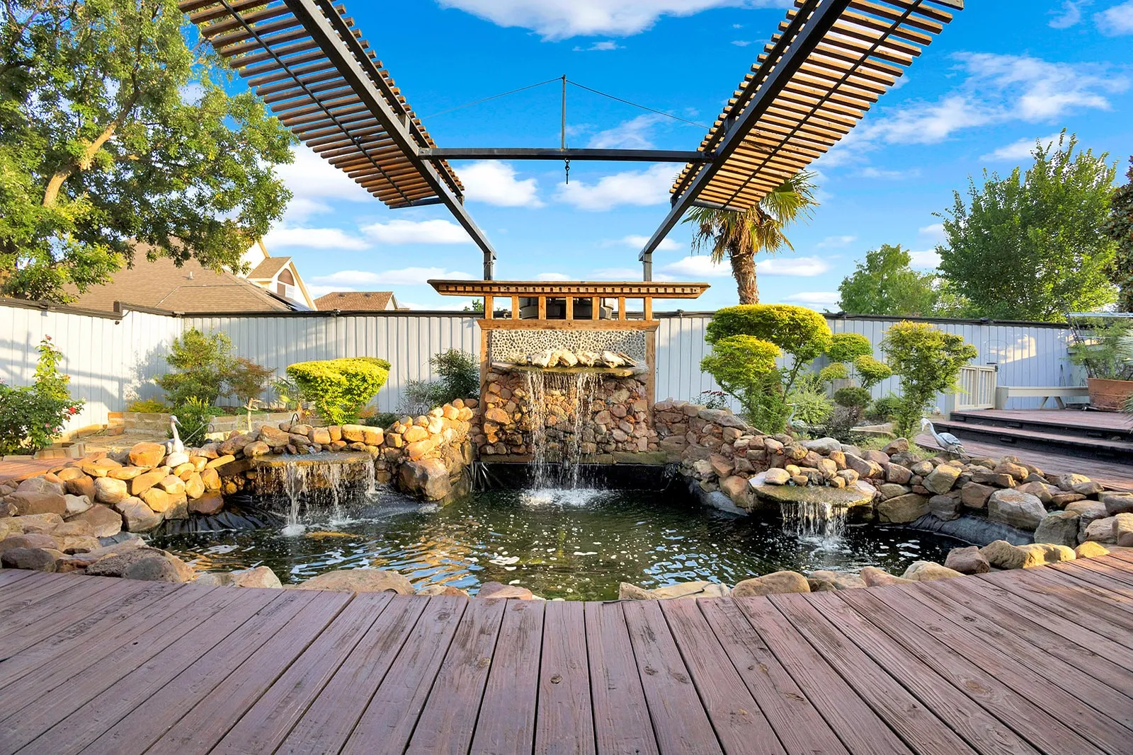 Koi fish pound waterfall