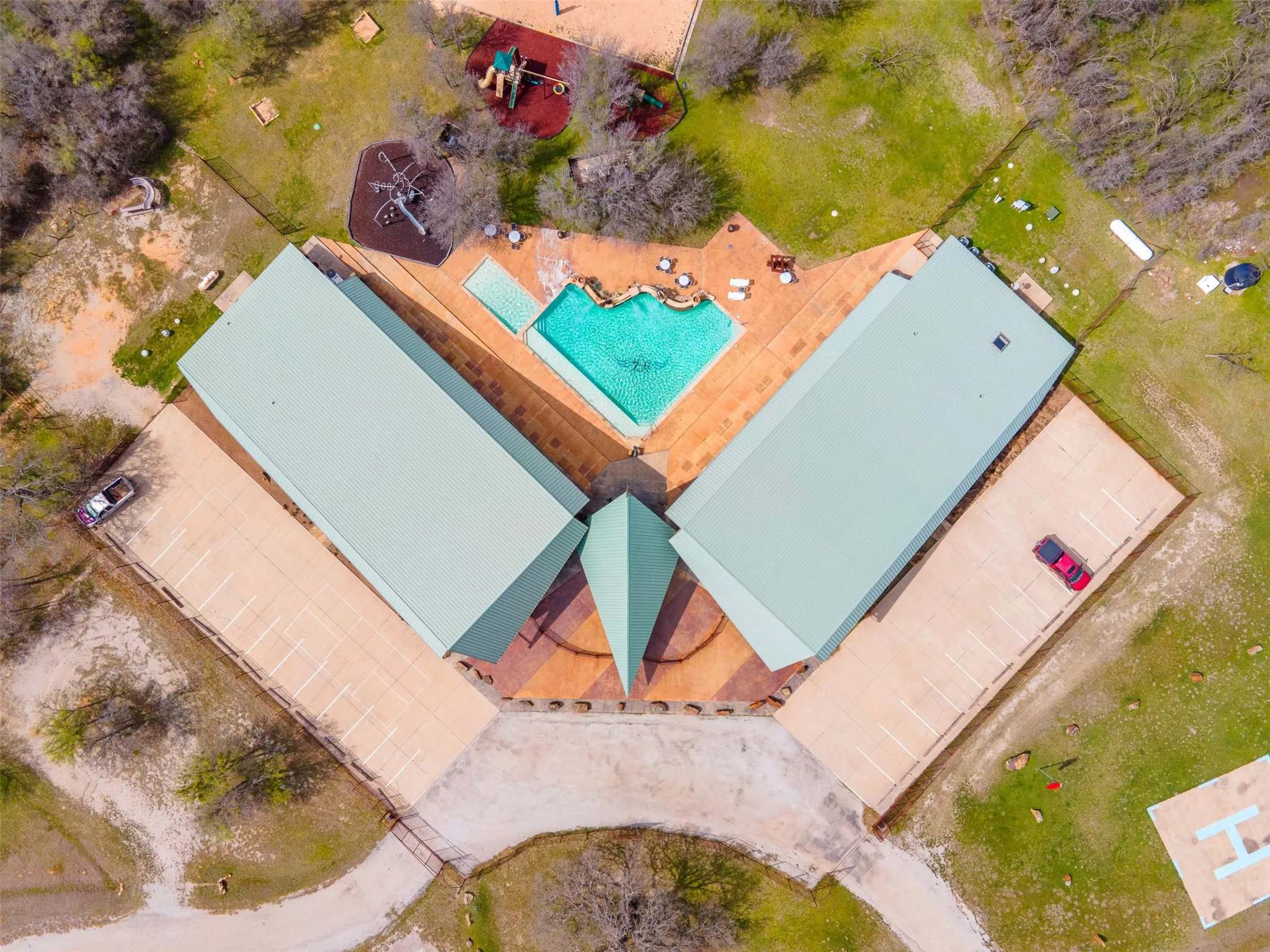 courtyard, and a swimming pool